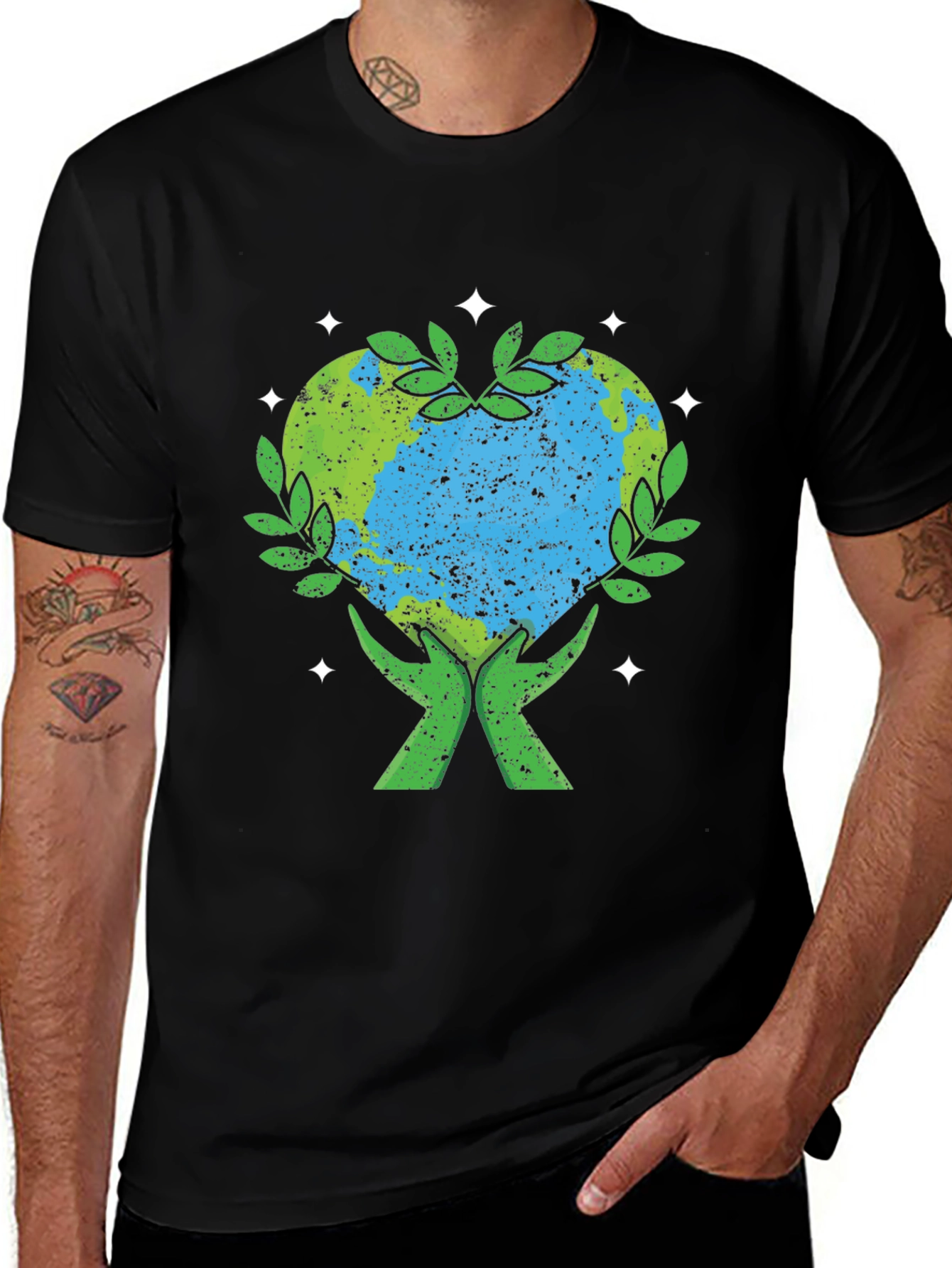 Earth Heart Hands Graphic T-Shirt