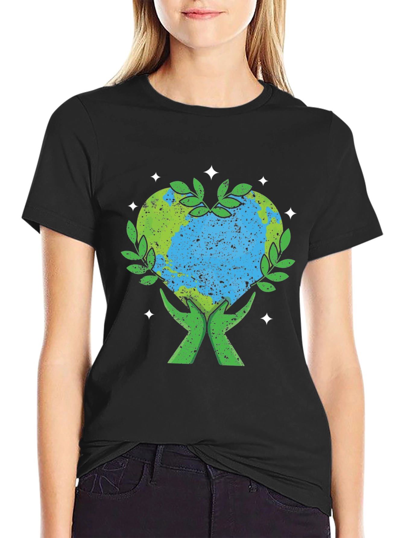 Earth Heart Hands Graphic T-Shirt