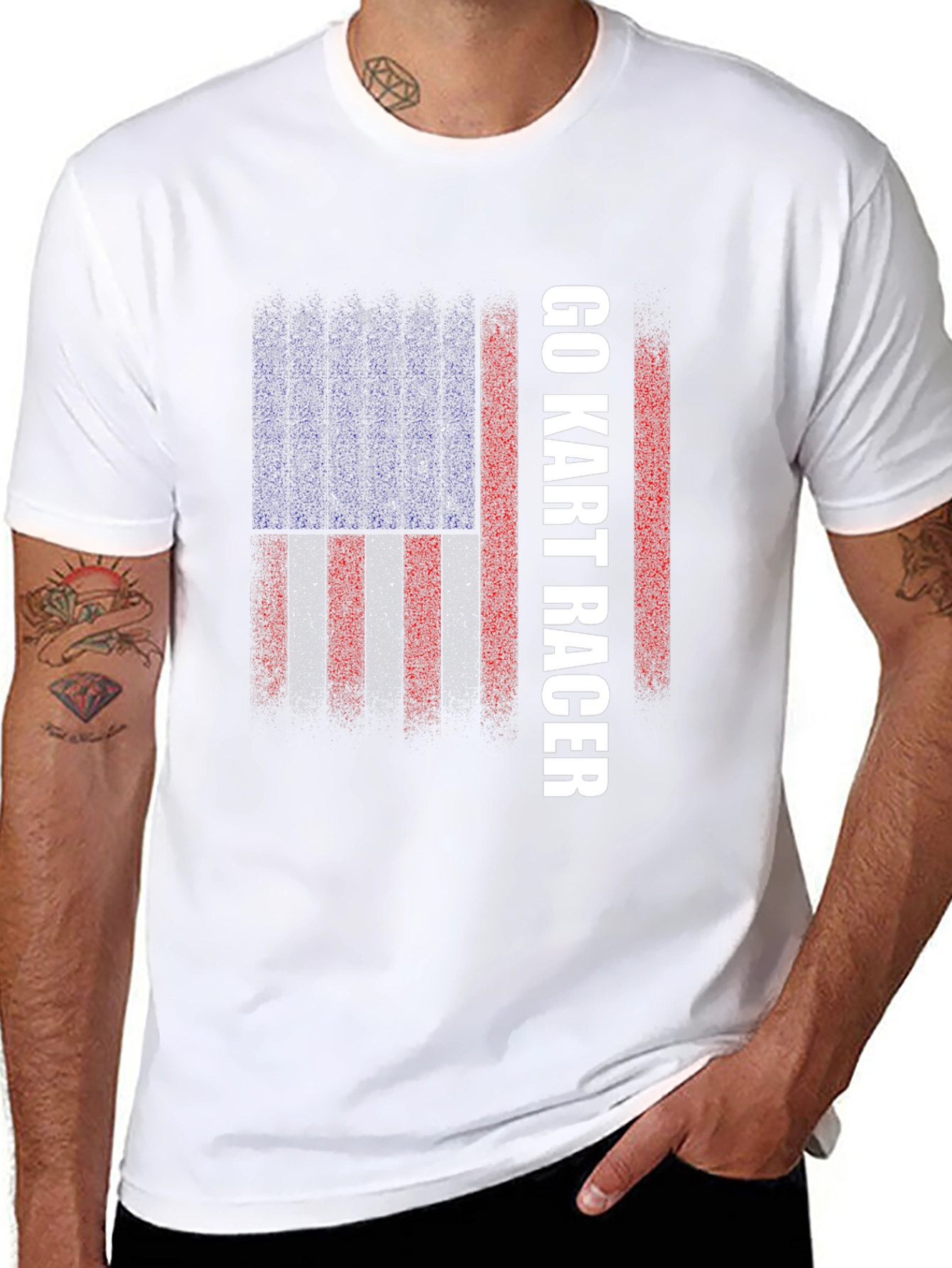 Go Kart Racer American Flag T-Shirt