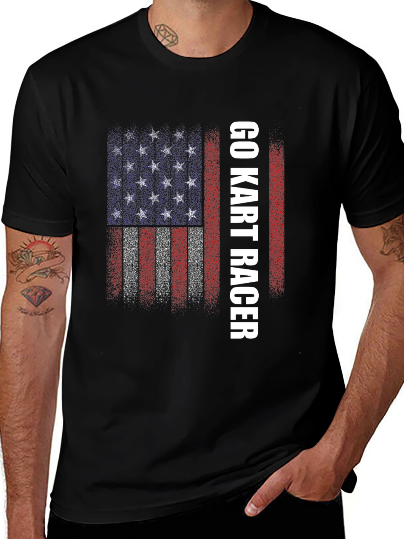 Go Kart Racer American Flag T-Shirt