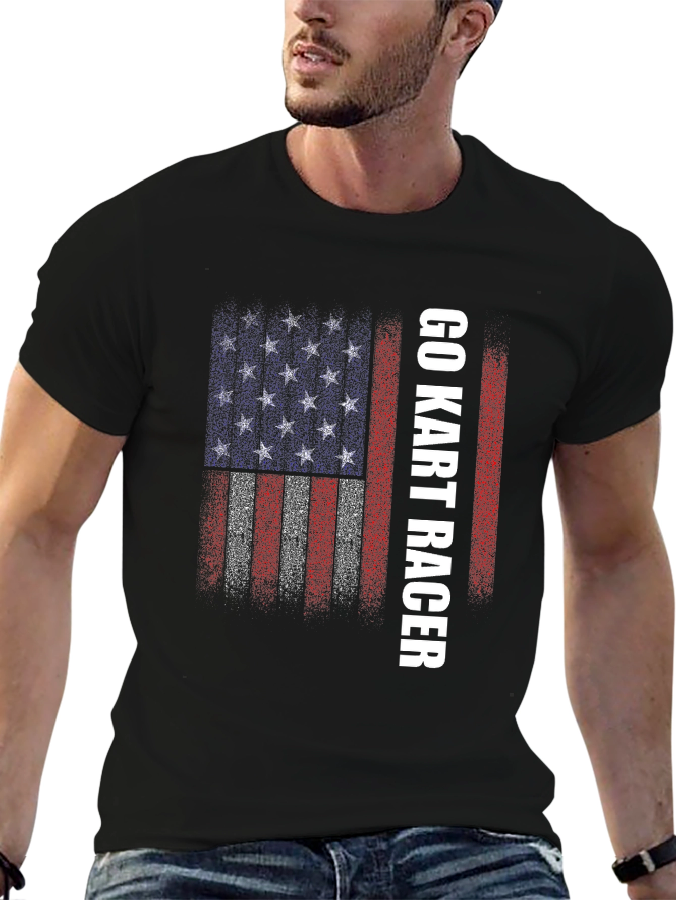 Go Kart Racer American Flag T-Shirt