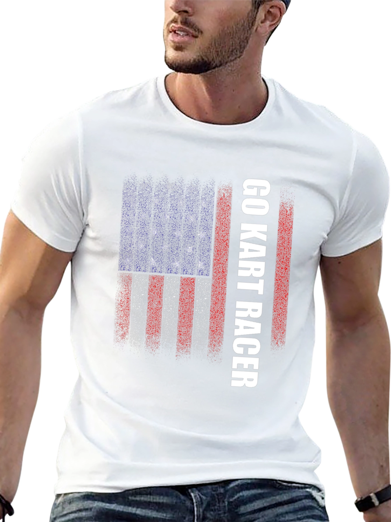 Go Kart Racer American Flag T-Shirt