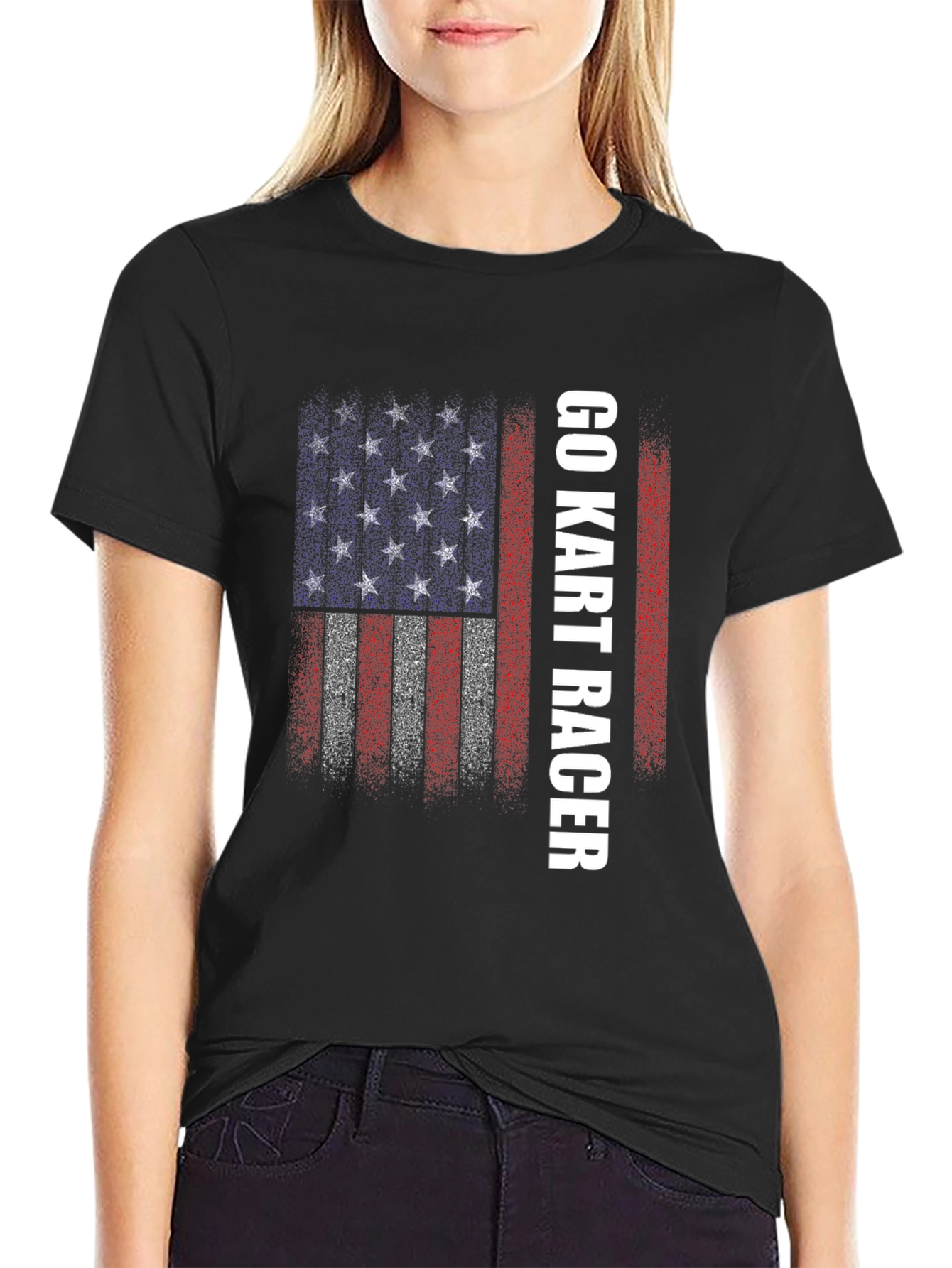 Go Kart Racer American Flag T-Shirt