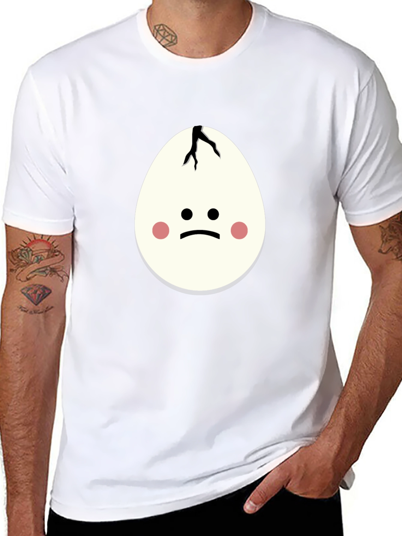 Cracked Egg Face Graphic T-Shirt - Unisex Black Tee
