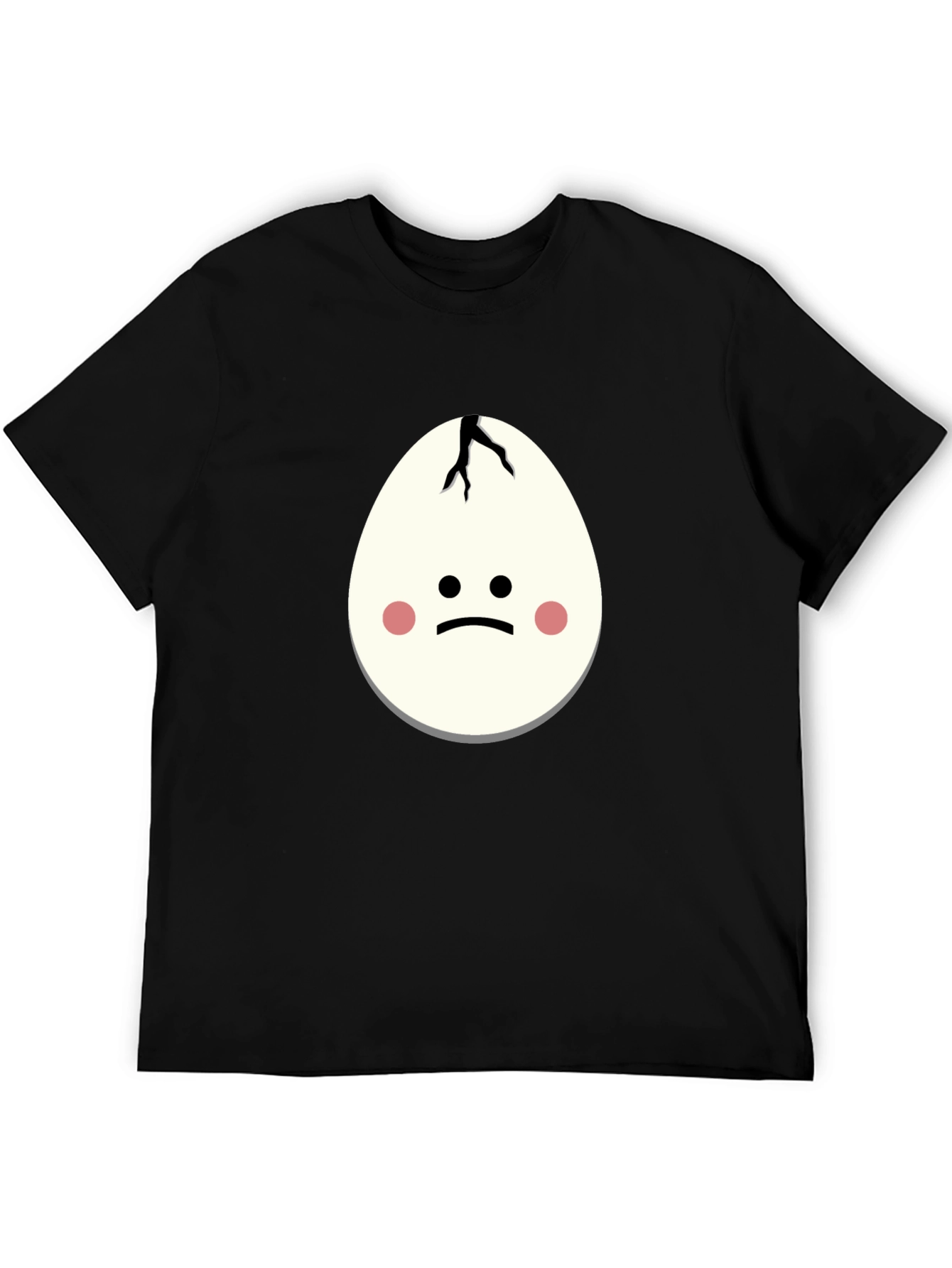 Cracked Egg Face Graphic T-Shirt - Unisex Black Tee