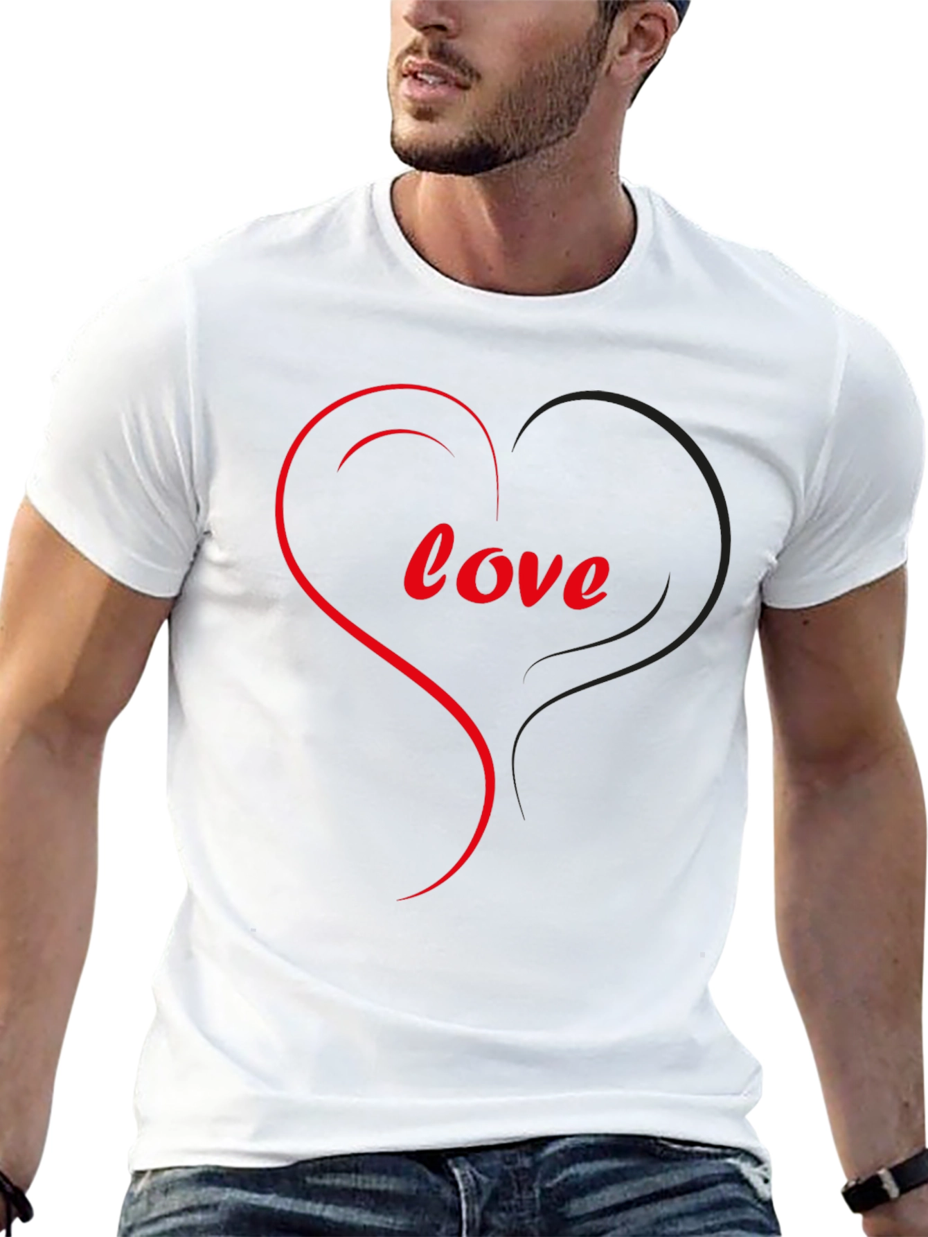 Love Heart Graphic Black T-Shirt