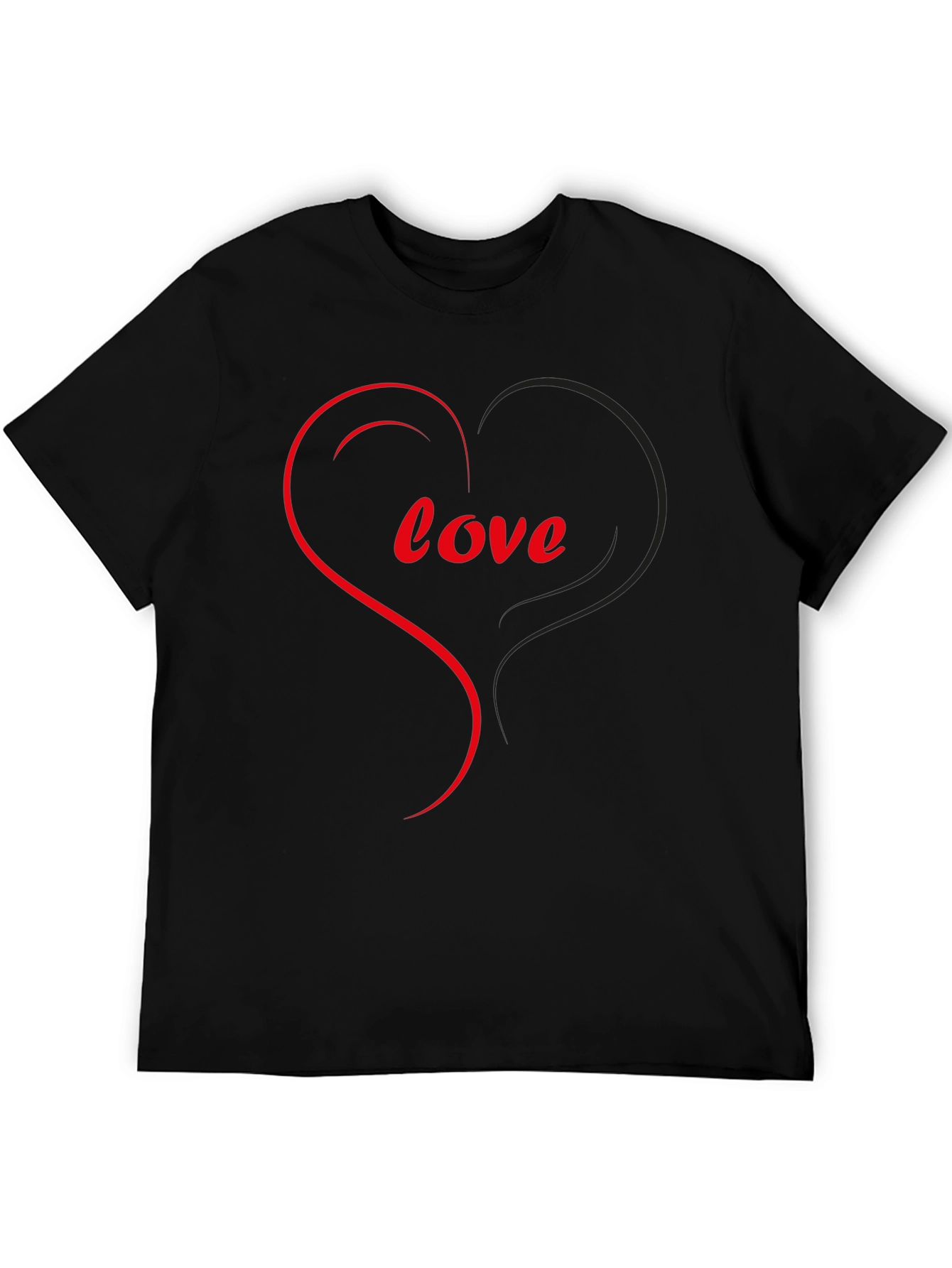 Love Heart Graphic Black T-Shirt