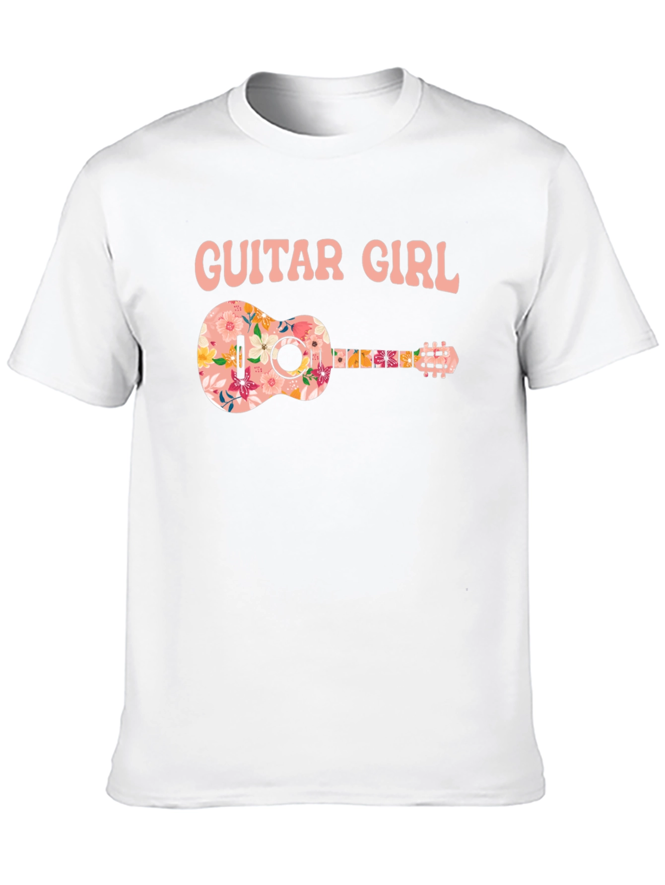 Guitar Girl Floral Graphic T-Shirt