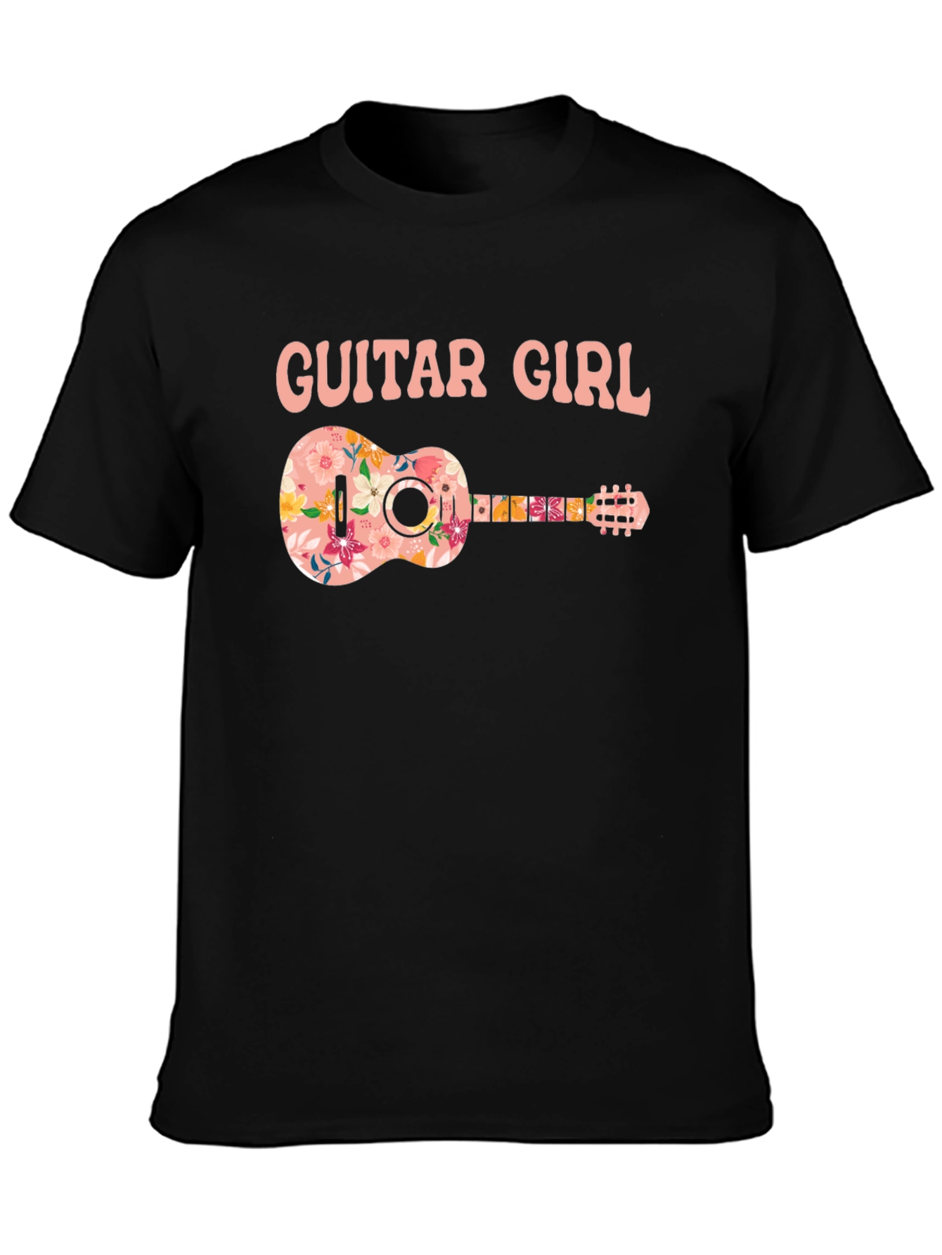 Guitar Girl Floral Graphic T-Shirt
