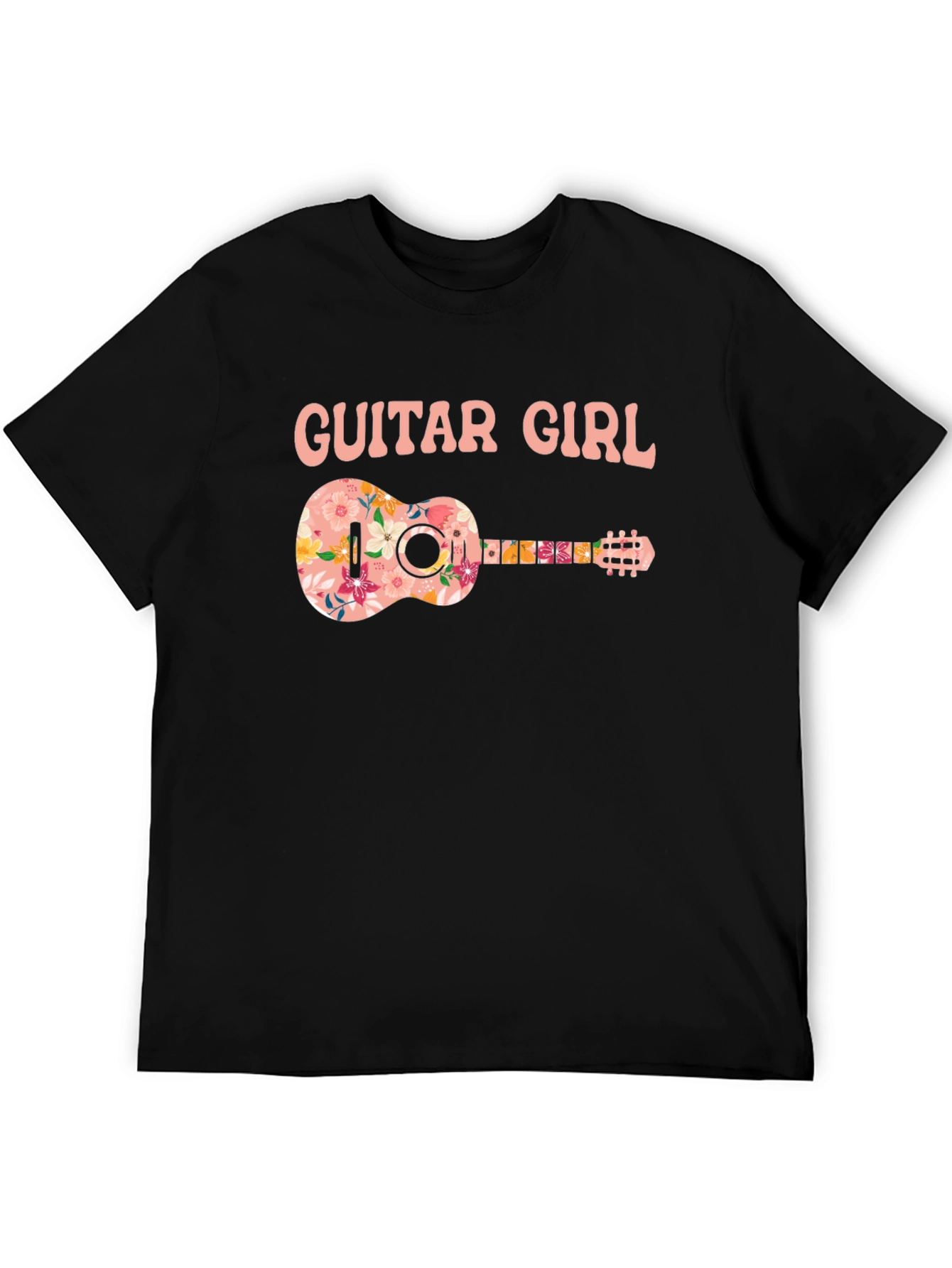 Guitar Girl Floral Graphic T-Shirt