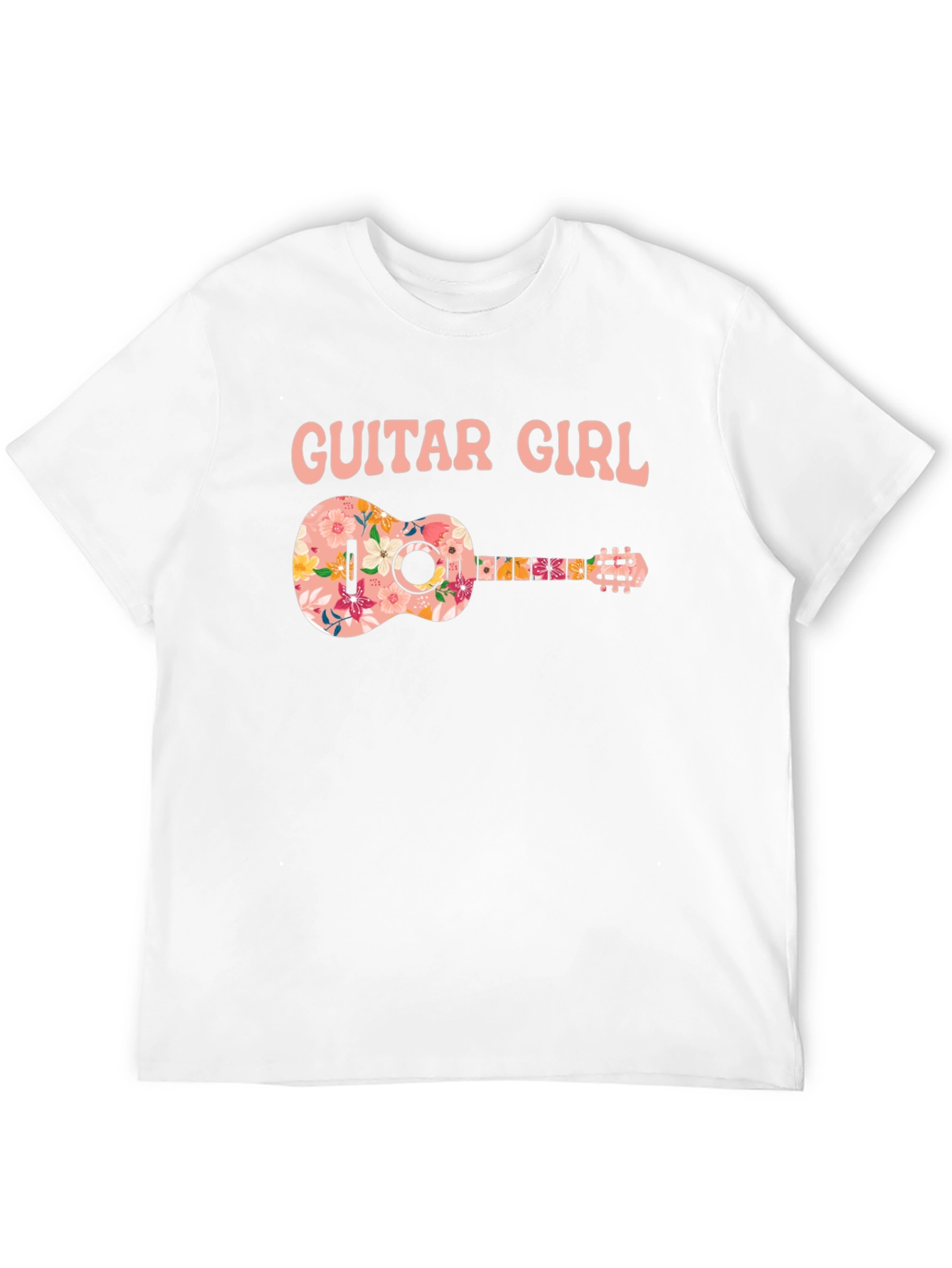 Guitar Girl Floral Graphic T-Shirt