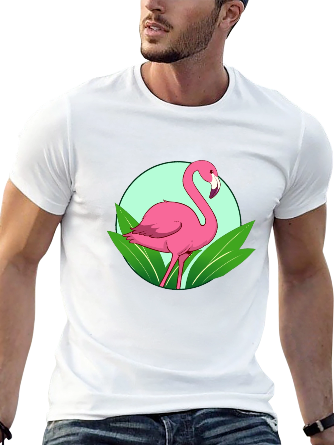 Flamingo Graphic Tee - Tropical Bird Design