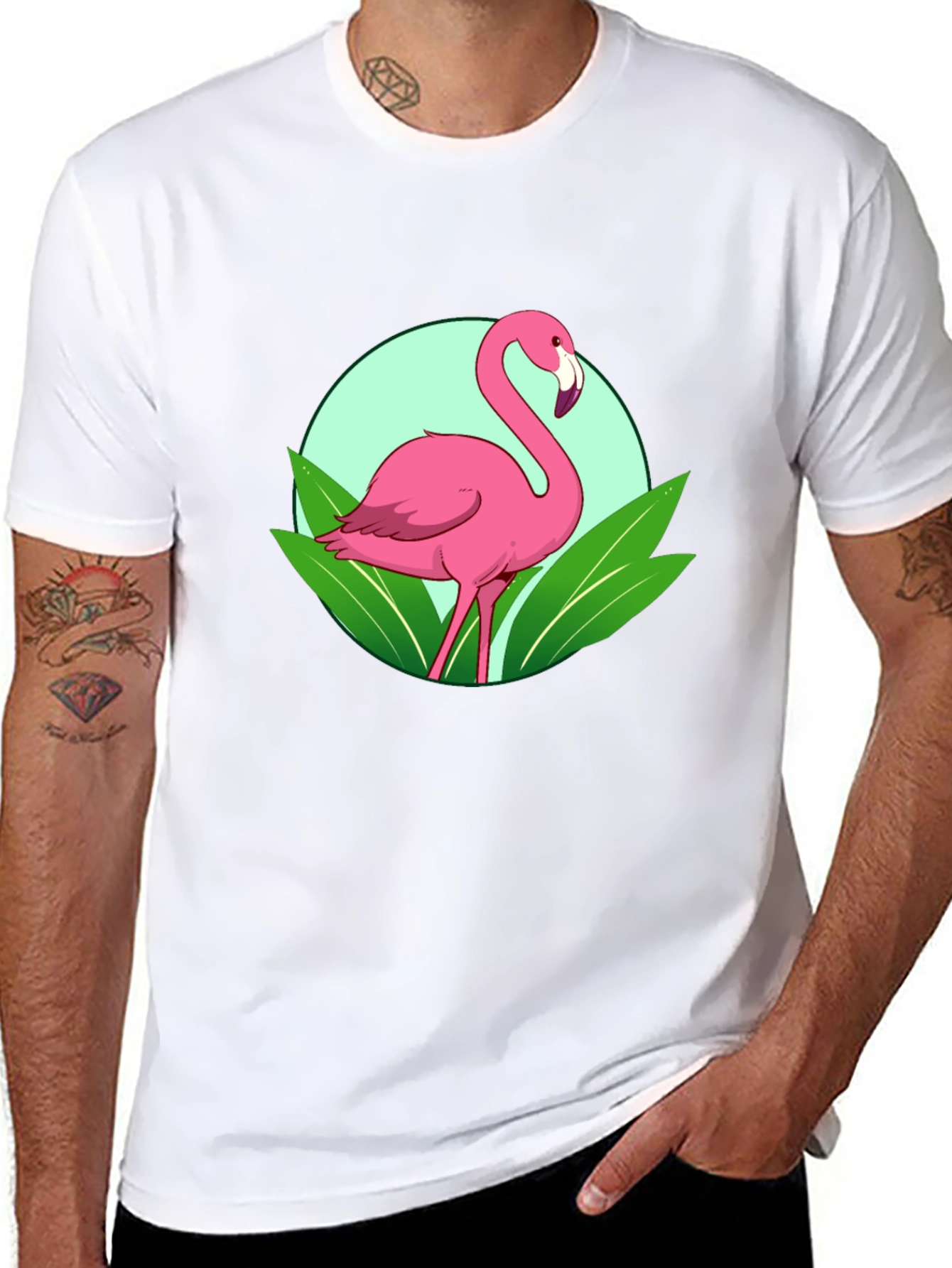 Flamingo Graphic Tee - Tropical Bird Design