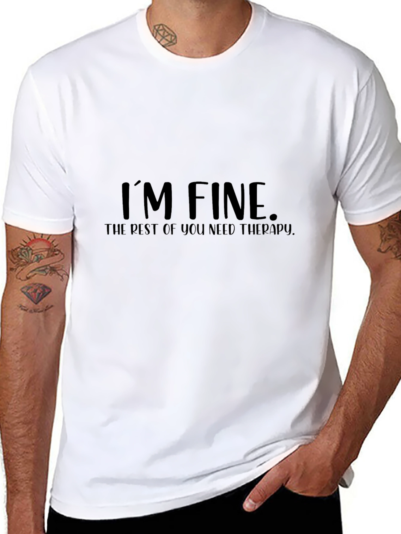 Im Fine Black Cotton Graphic Tee