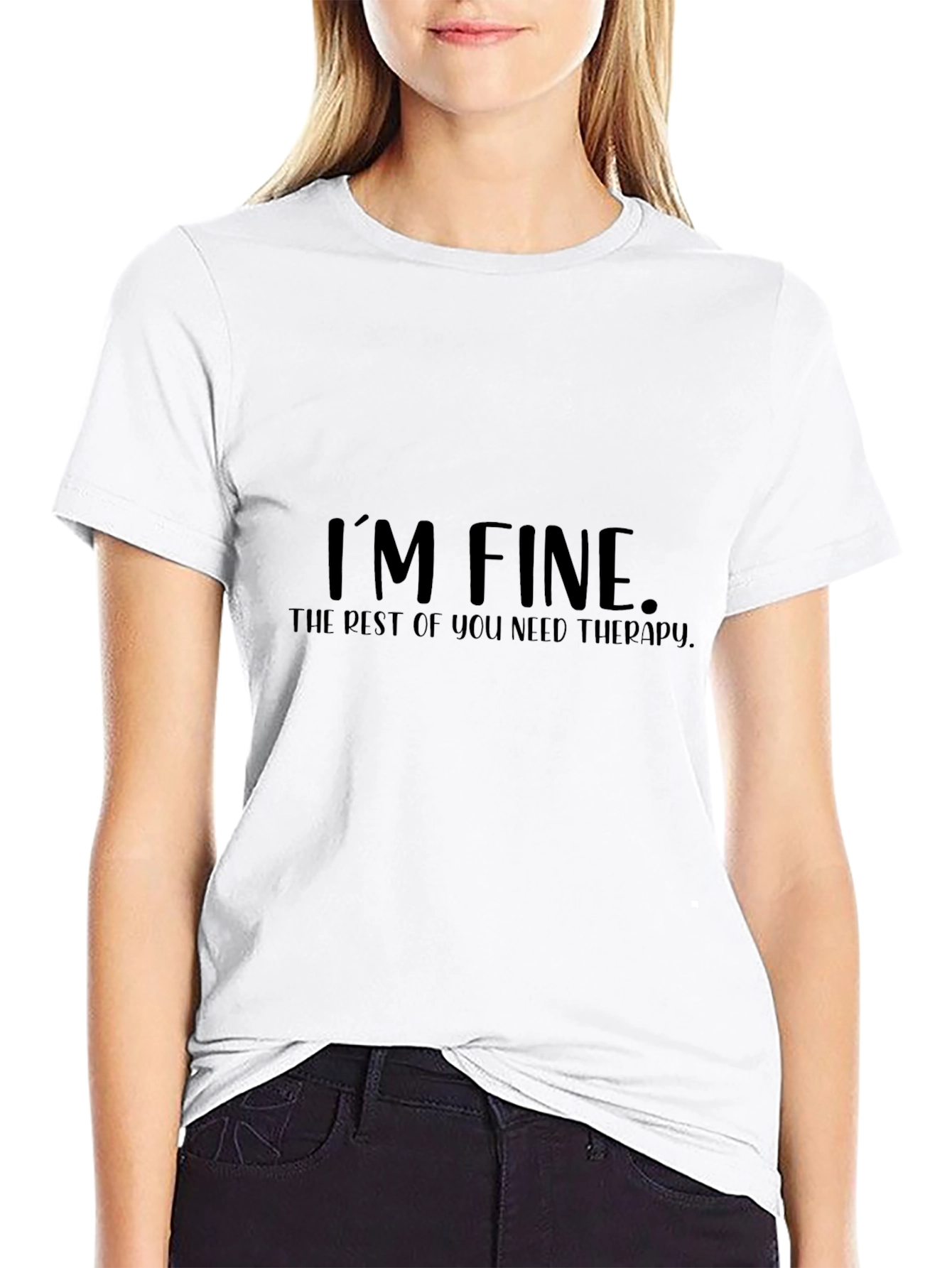 Im Fine Black Cotton Graphic Tee