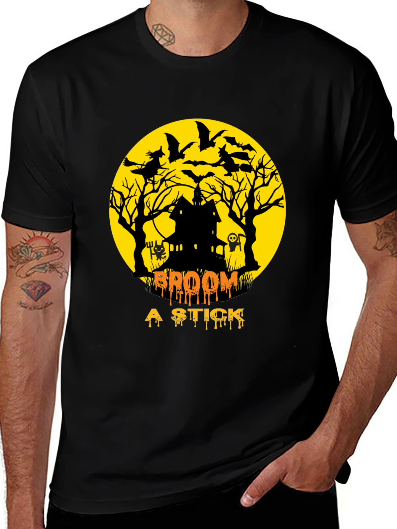 Halloween T-Shirt: Broom a Stick Design