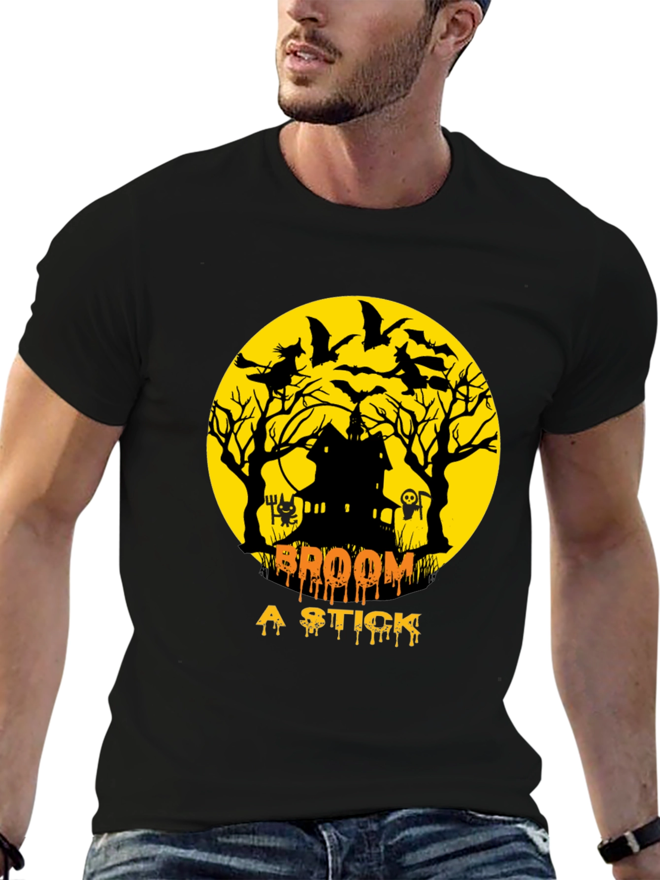Halloween T-Shirt: Broom a Stick Design