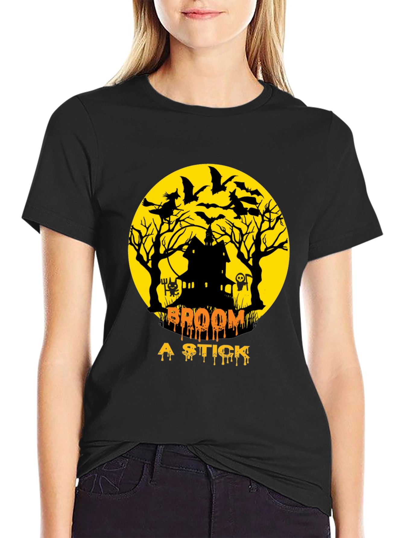 Halloween T-Shirt: Broom a Stick Design