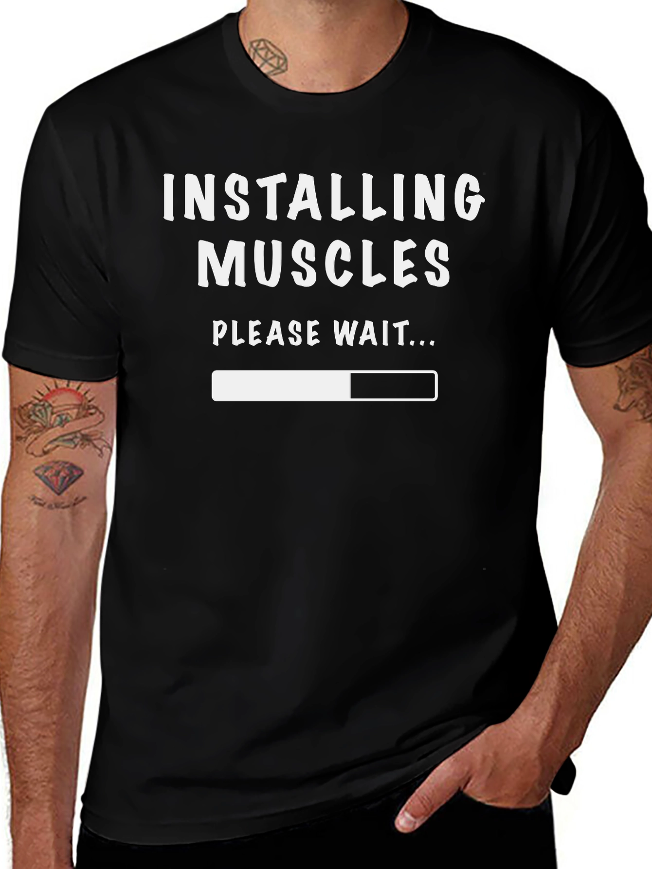 Installing Muscles Funny Graphic T-Shirt