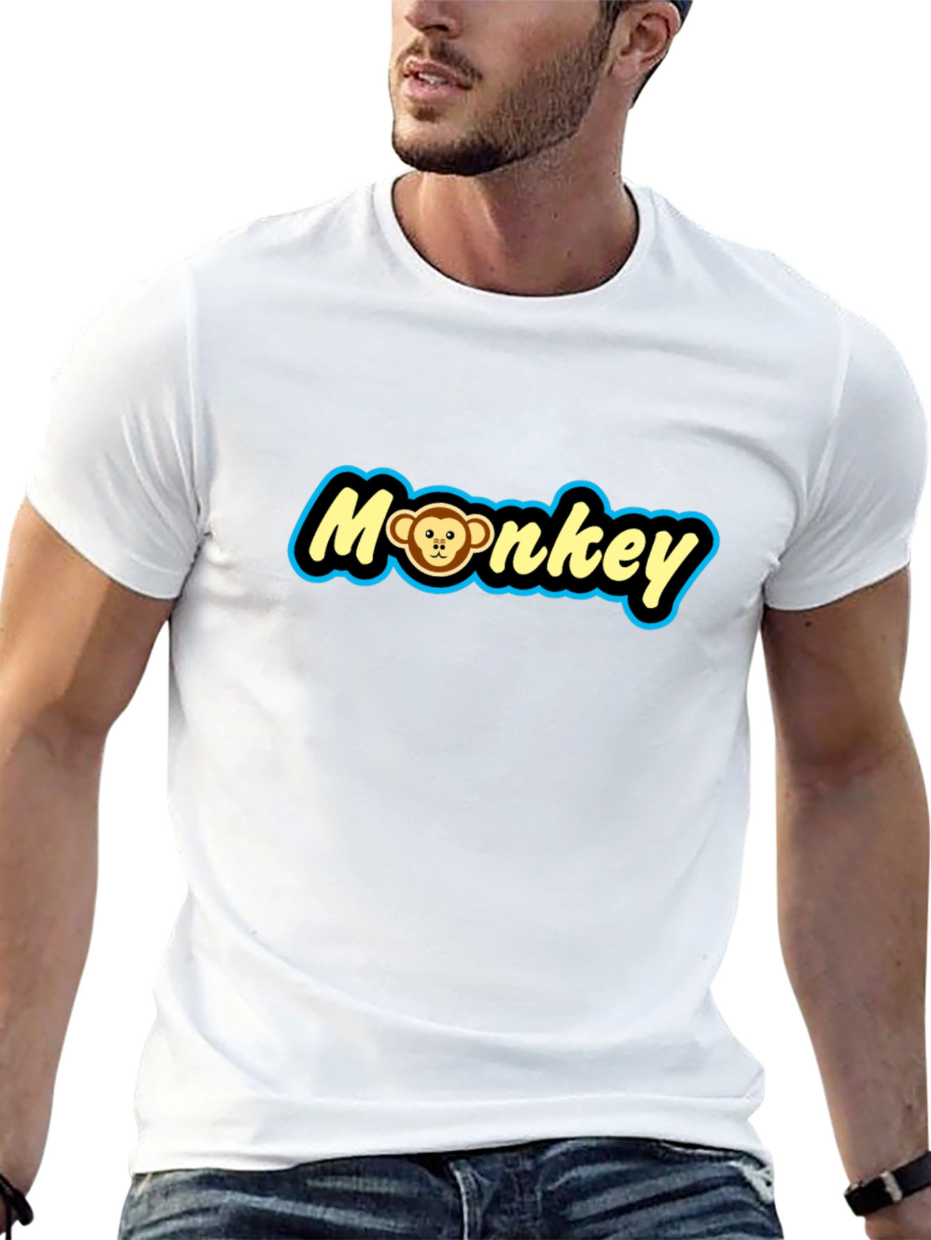 Monkey Graphic Tee - Novelty Print Crew Neck T-Shirt