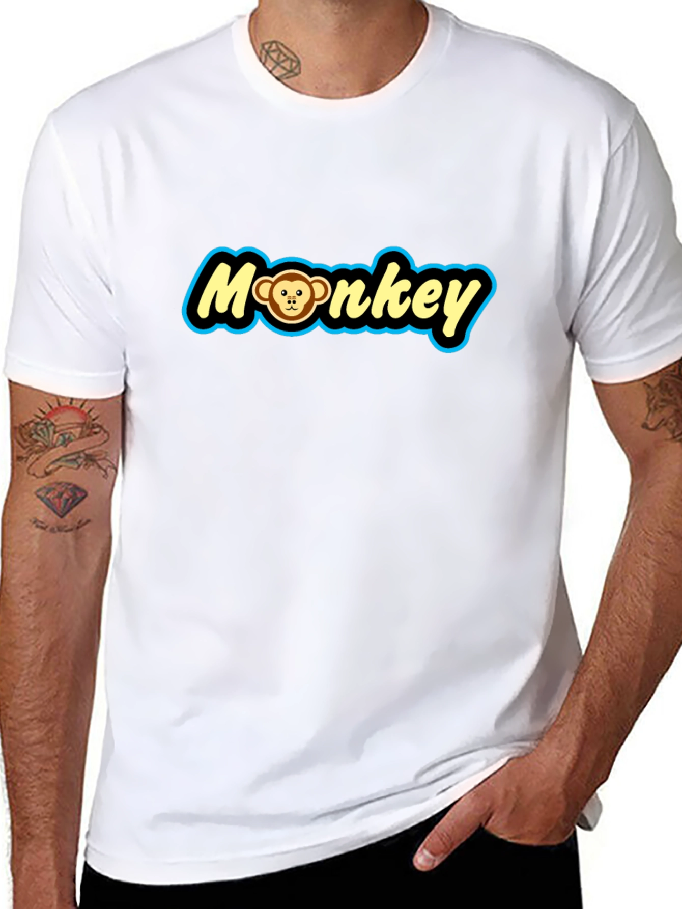 Monkey Graphic Tee - Novelty Print Crew Neck T-Shirt