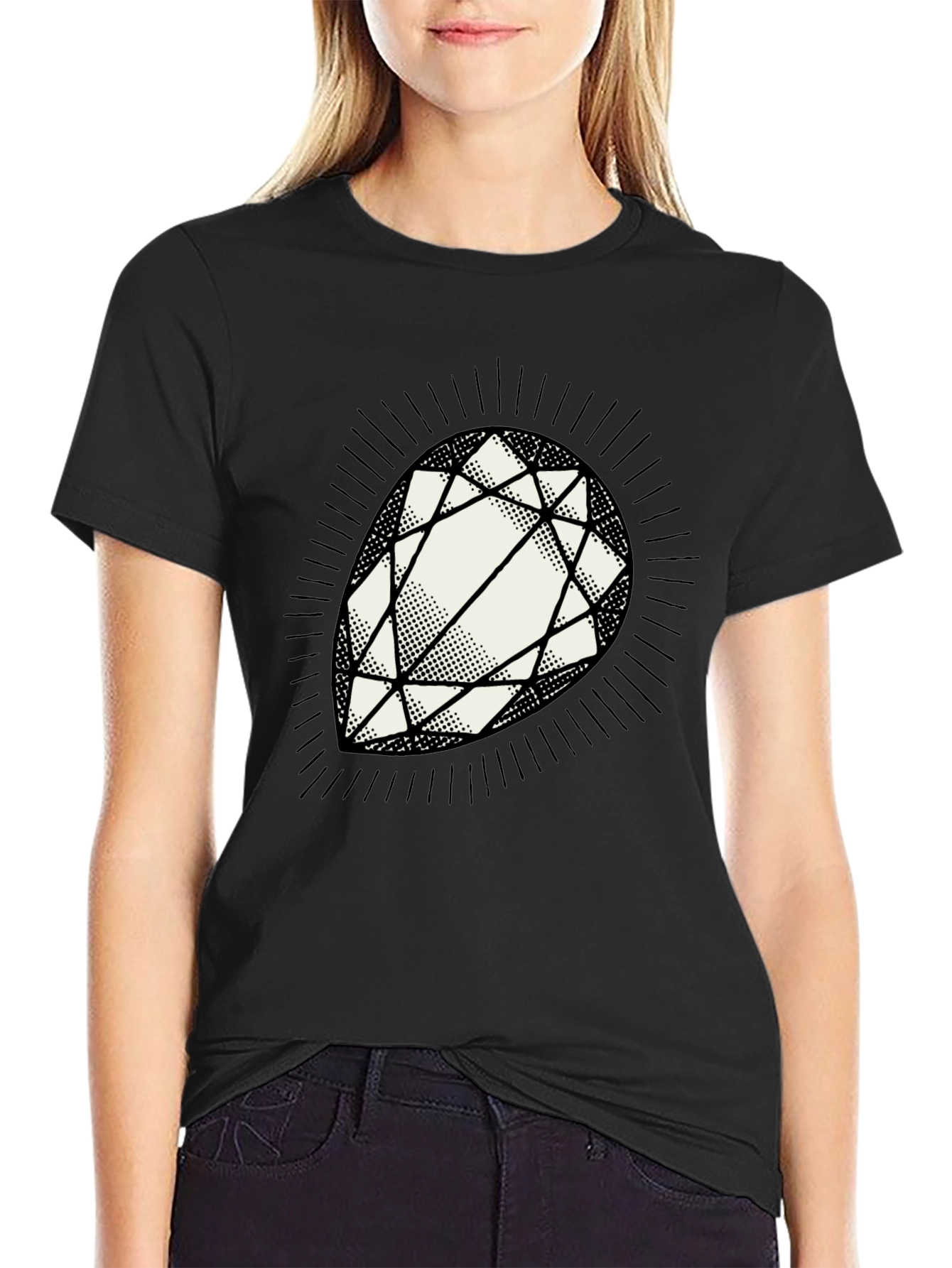 Diamond Graphic Mens Black T-Shirt