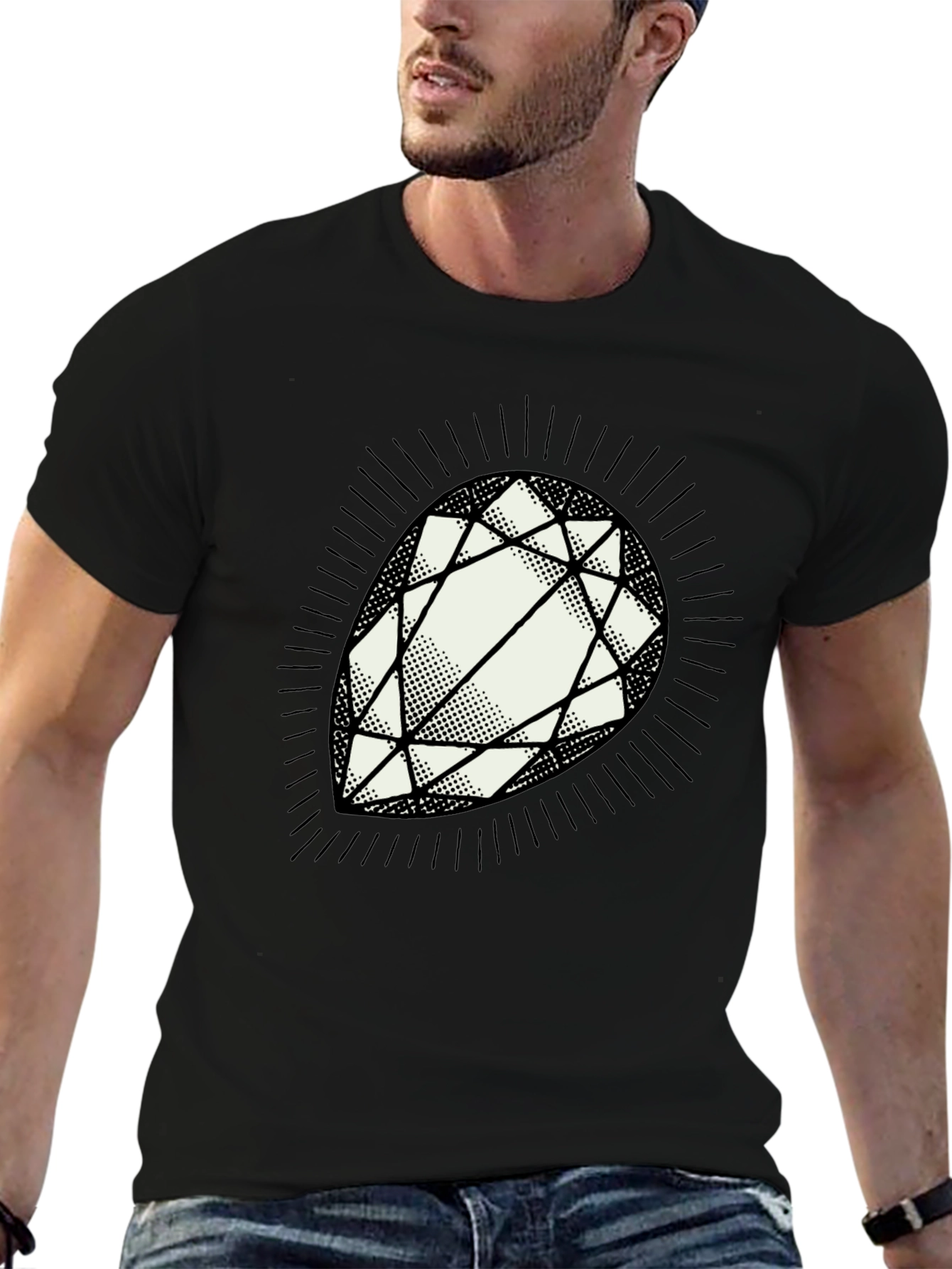 Diamond Graphic Mens Black T-Shirt