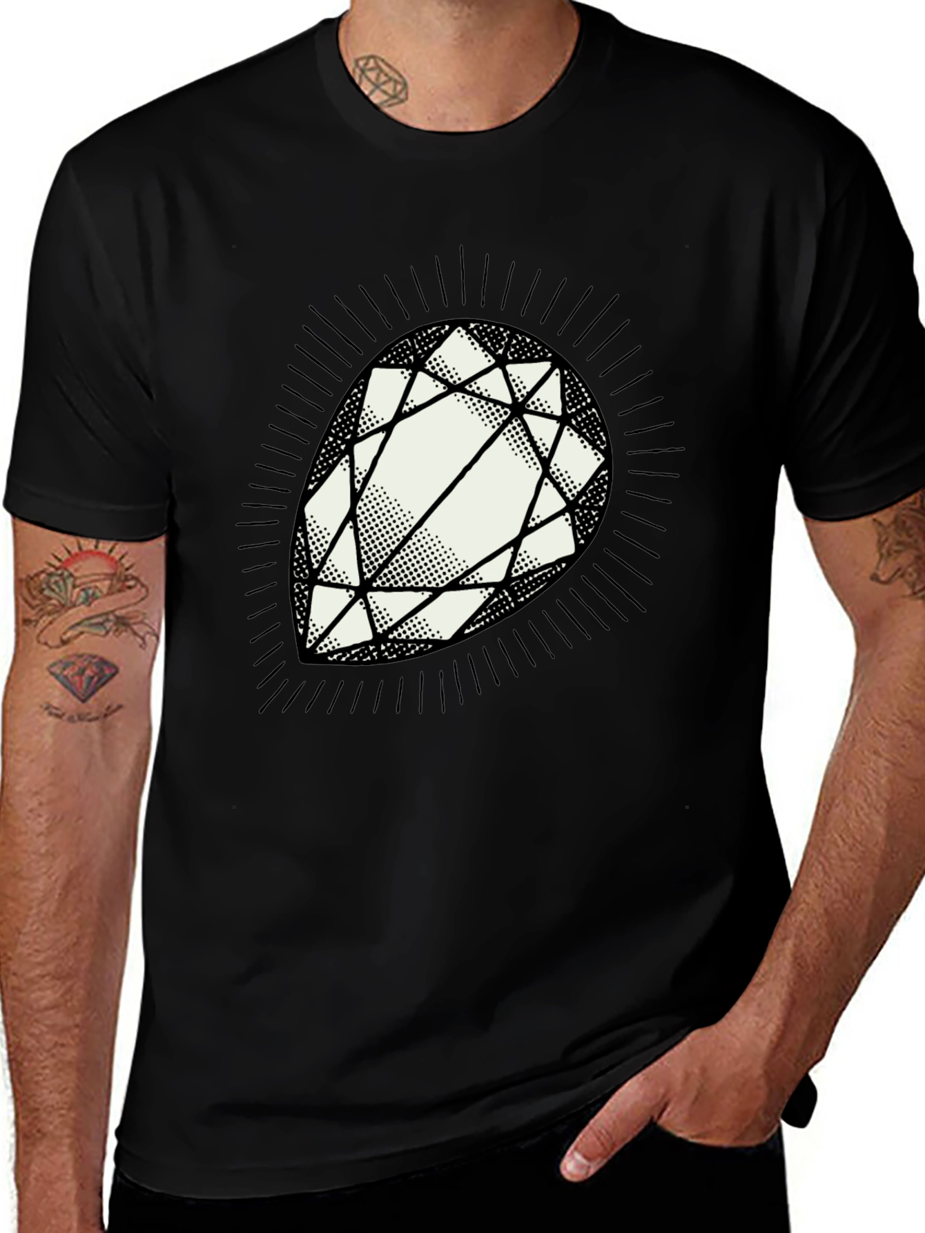 Diamond Graphic Mens Black T-Shirt