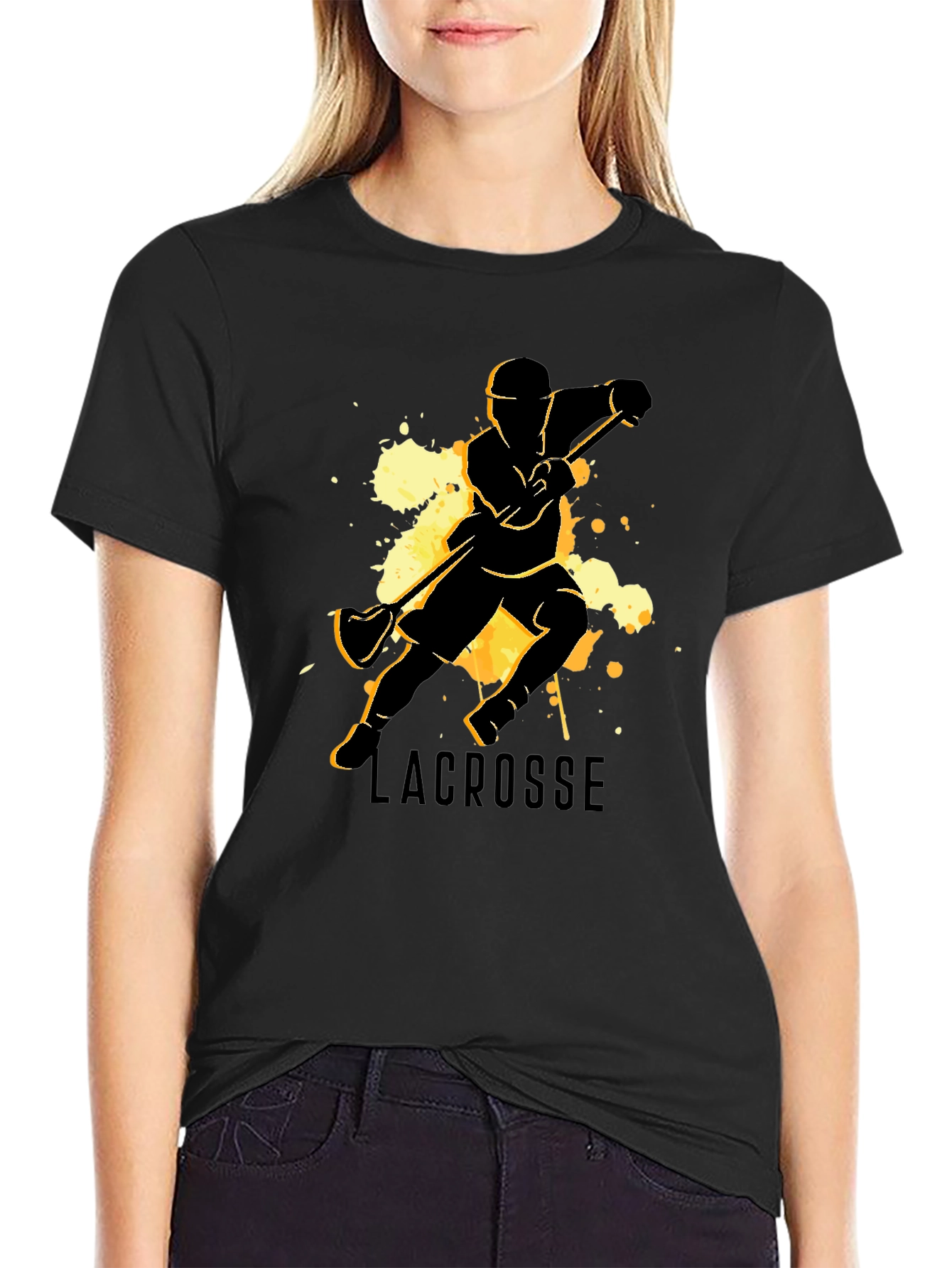 Lacrosse Player Graphic Tee - Black