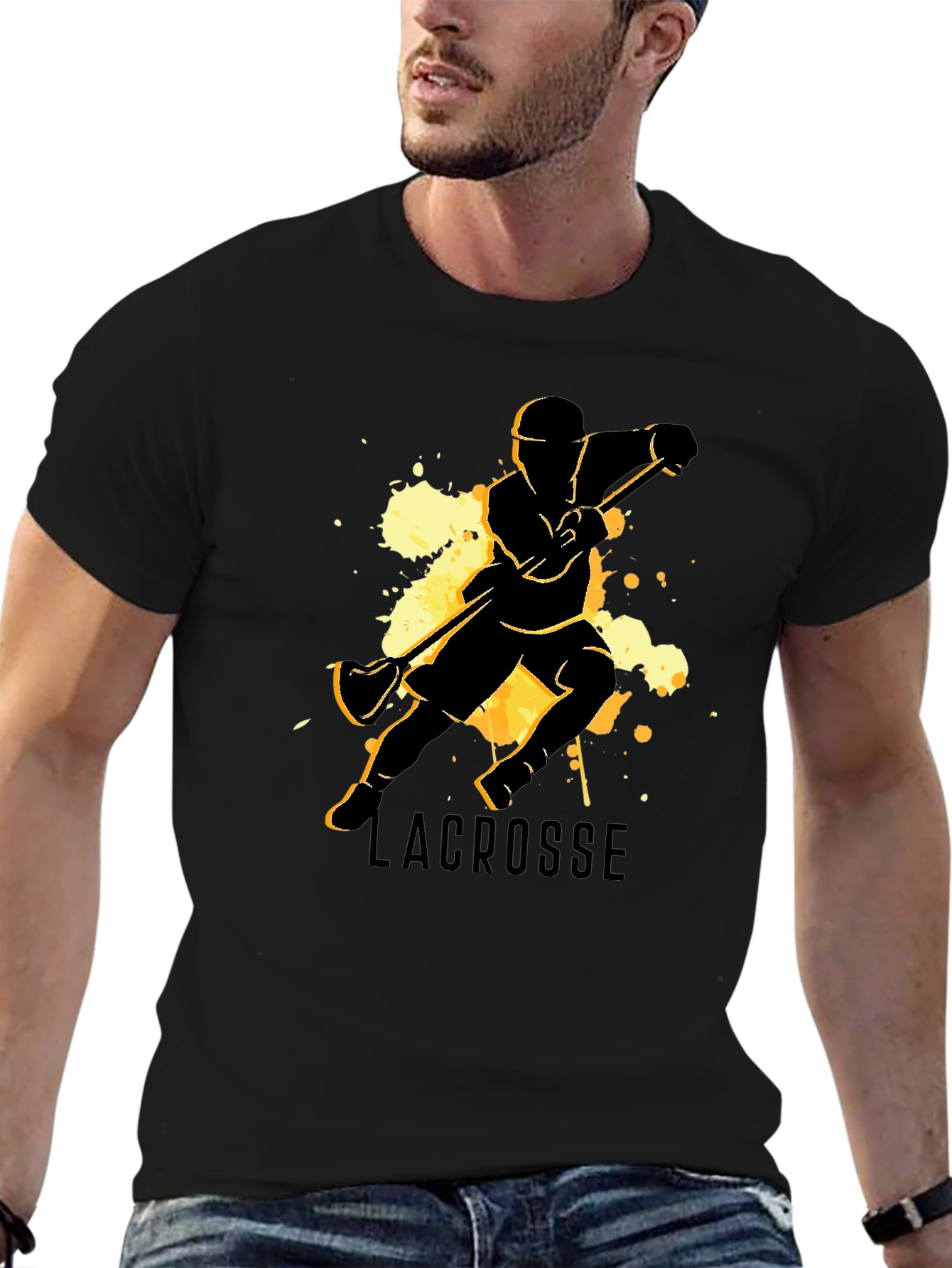 Lacrosse Player Graphic Tee - Black