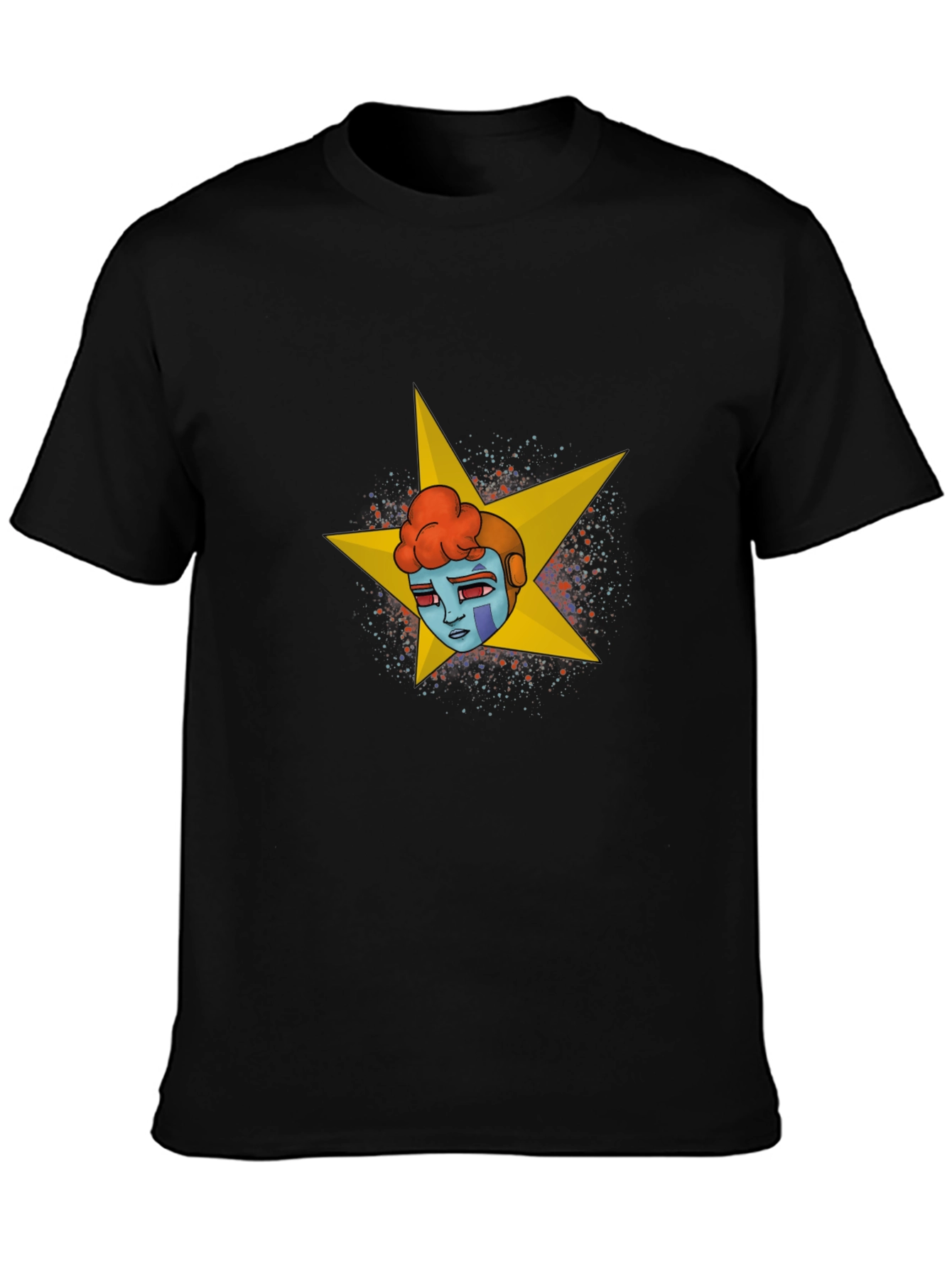 Black Graphic Tee - Retro Robot Star
