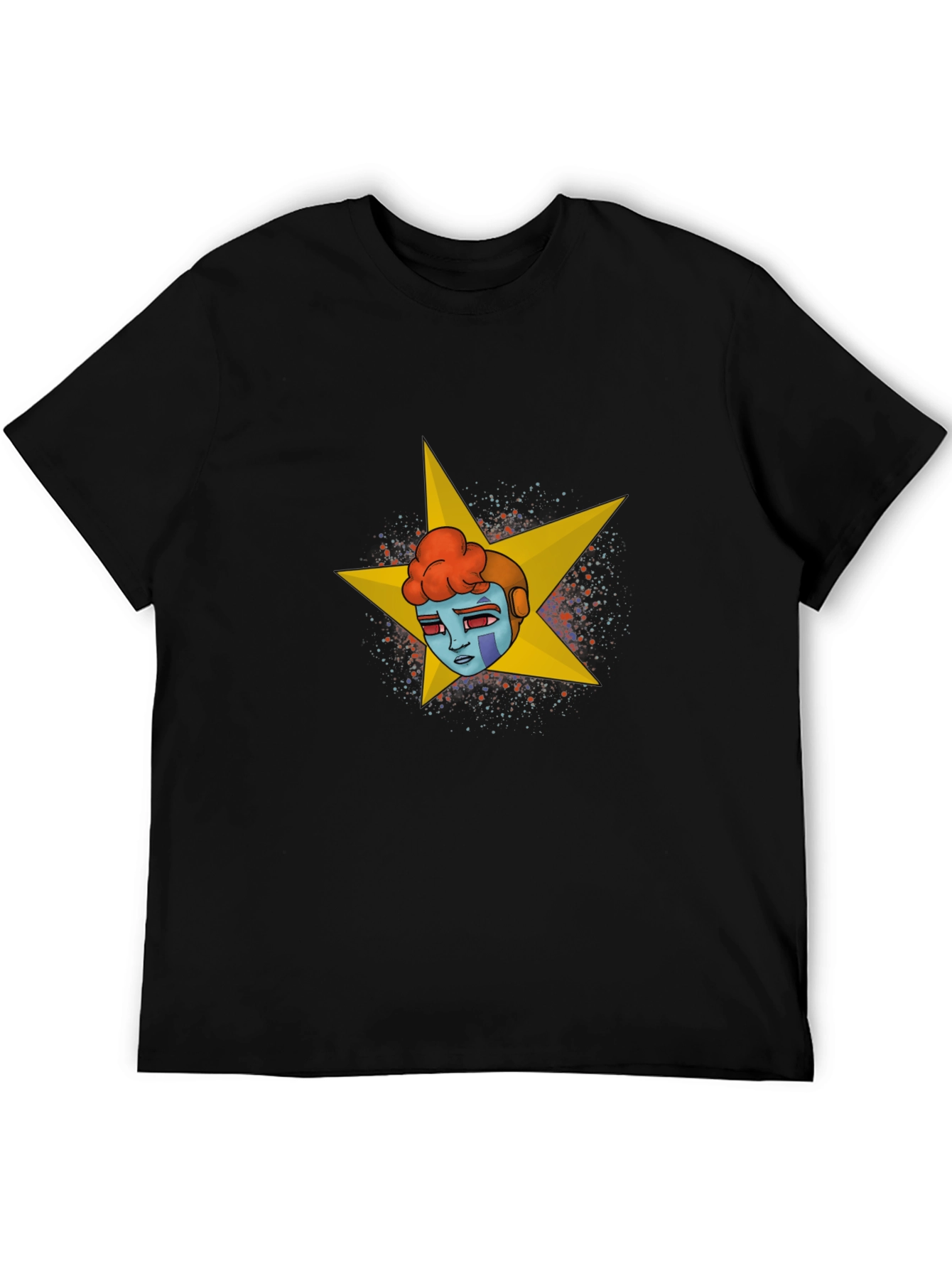 Black Graphic Tee - Retro Robot Star