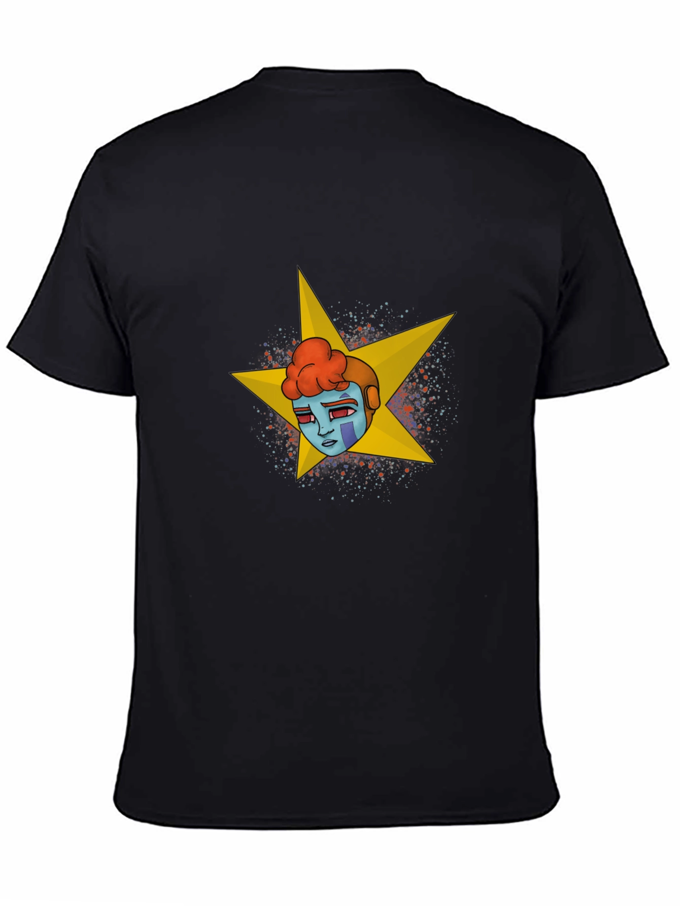 Black Graphic Tee - Retro Robot Star