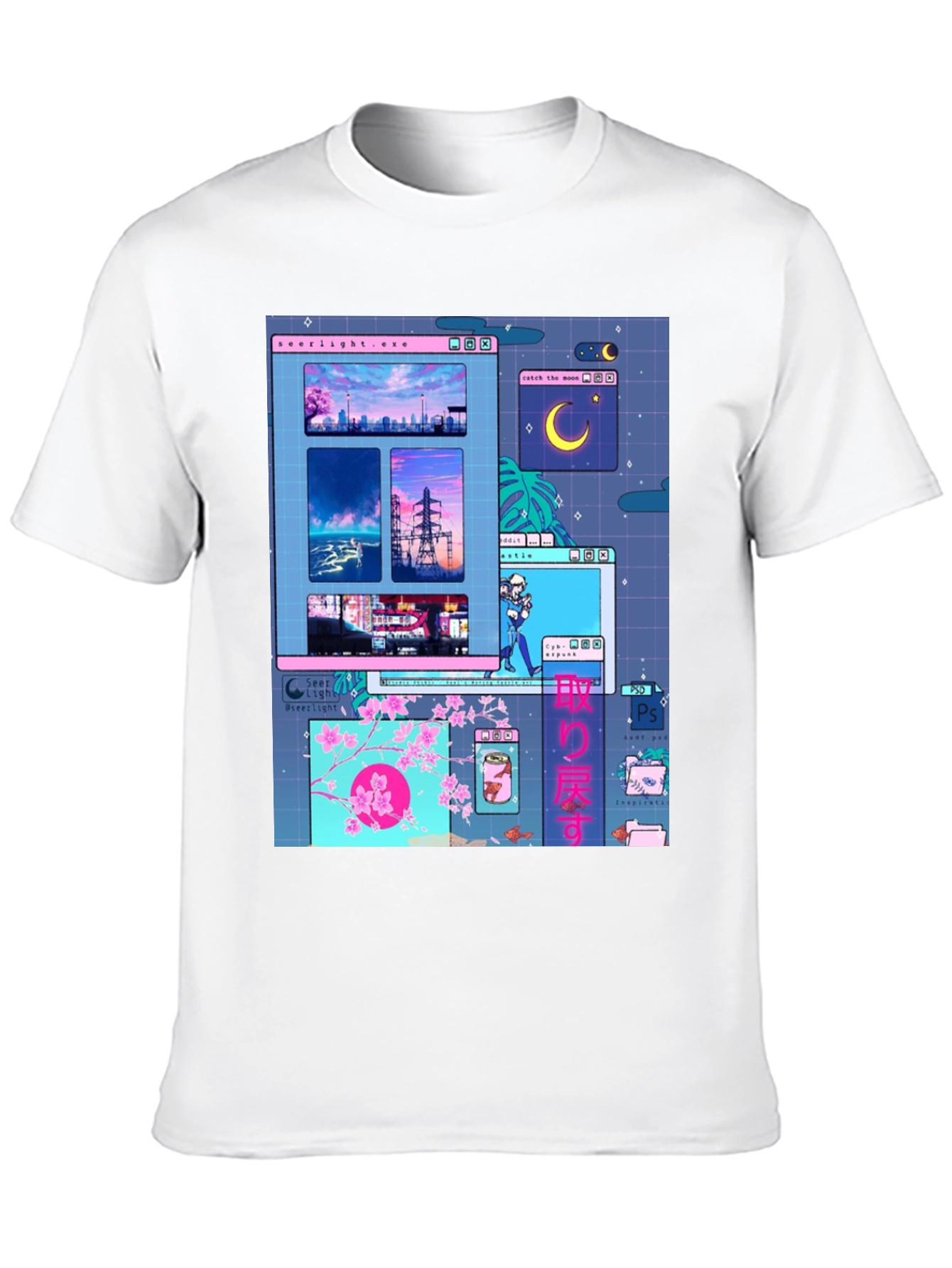 Aesthetic Vaporwave Anime Black T-Shirt