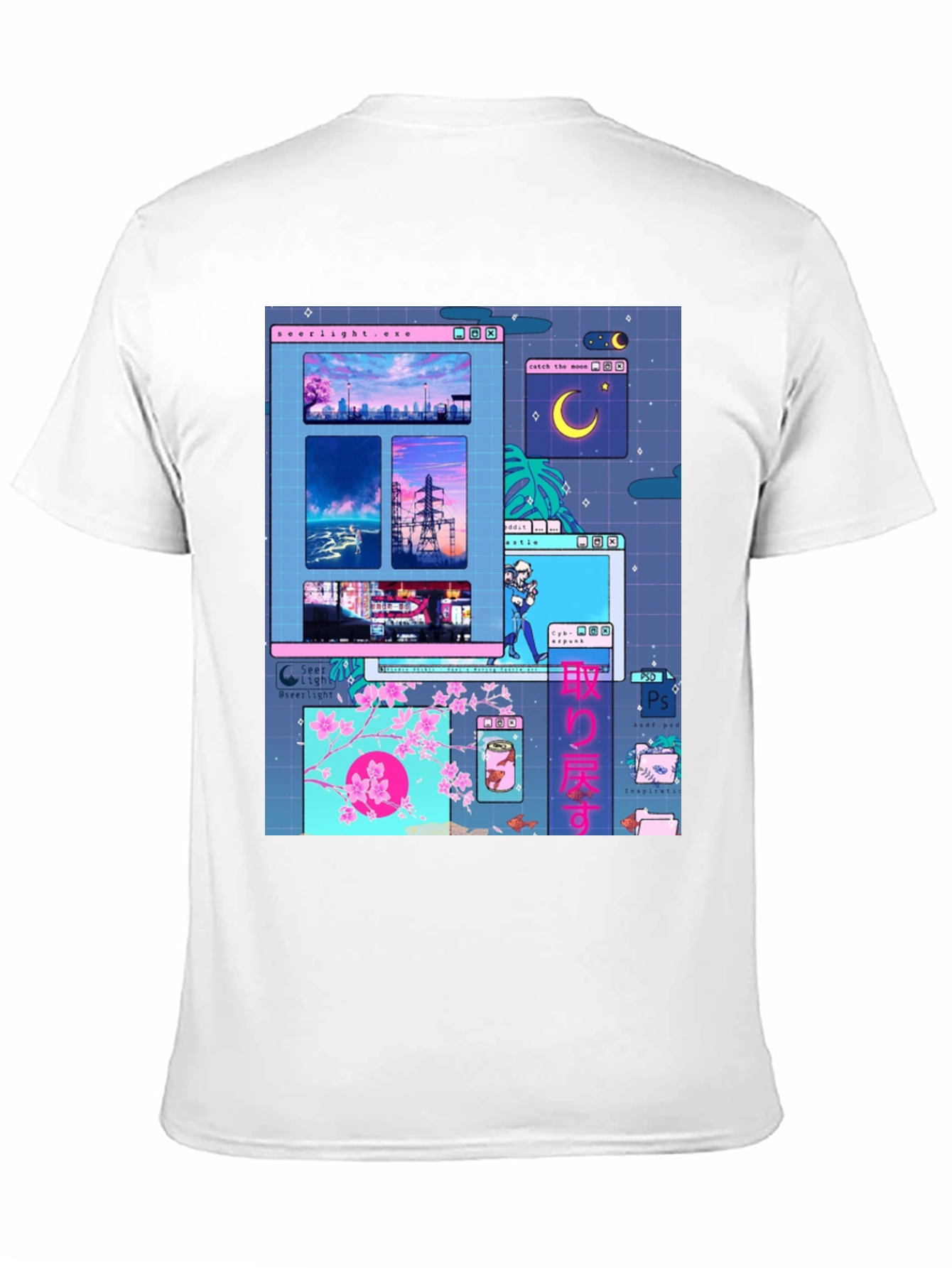 Aesthetic Vaporwave Anime Black T-Shirt
