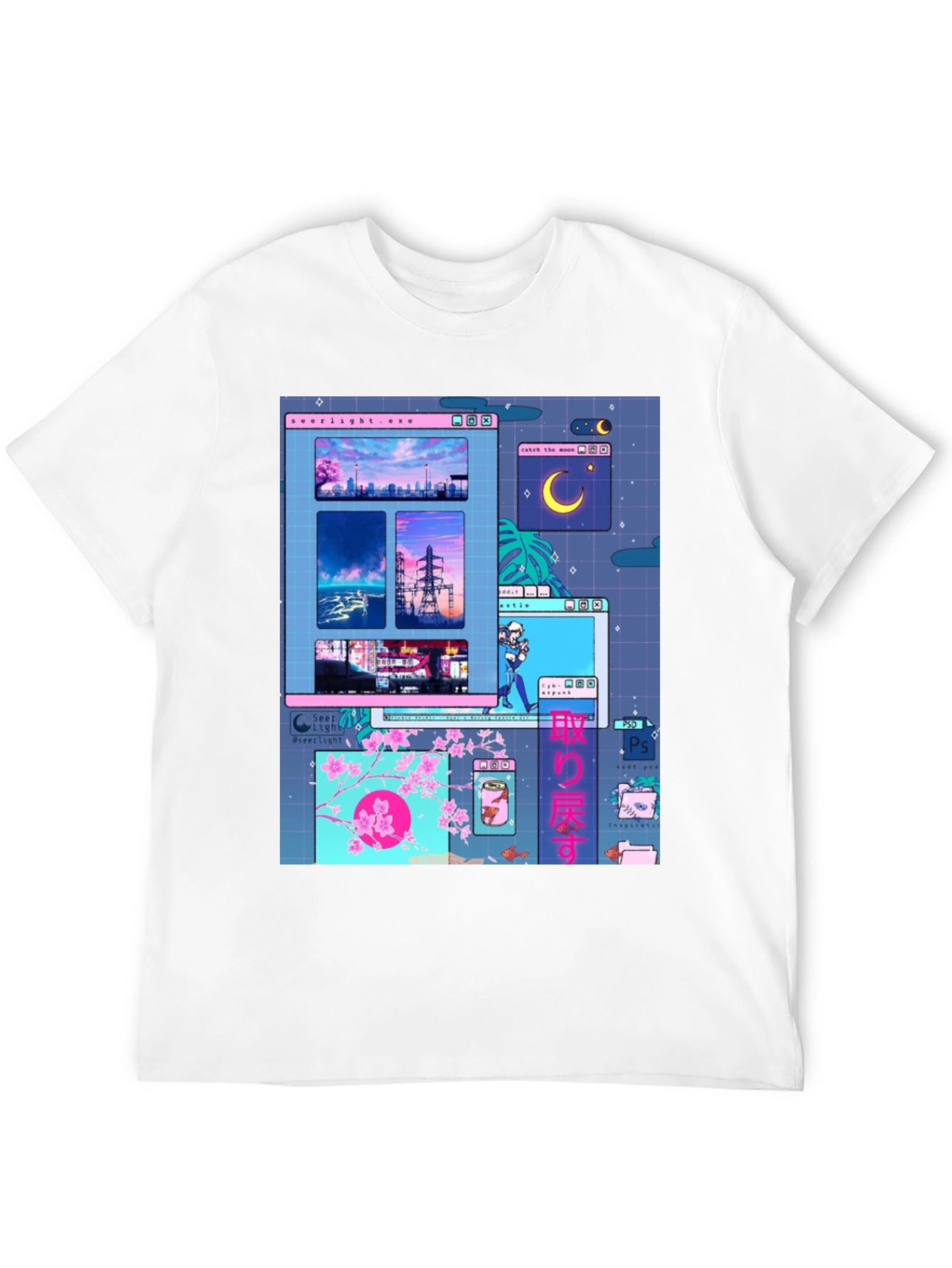 Aesthetic Vaporwave Anime Black T-Shirt