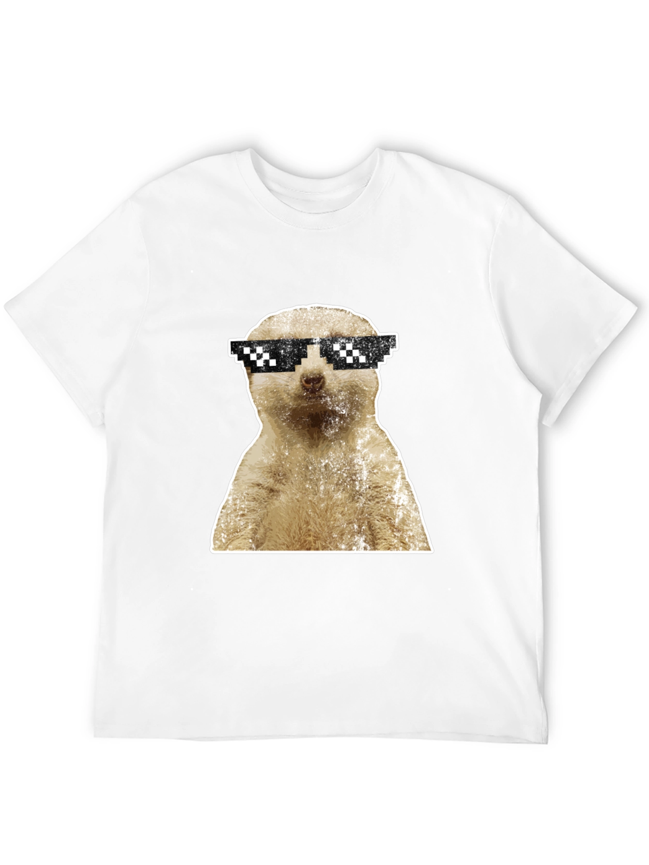 Meerkat Pixel Shades Graphic Tee - Funny Animal Shirt