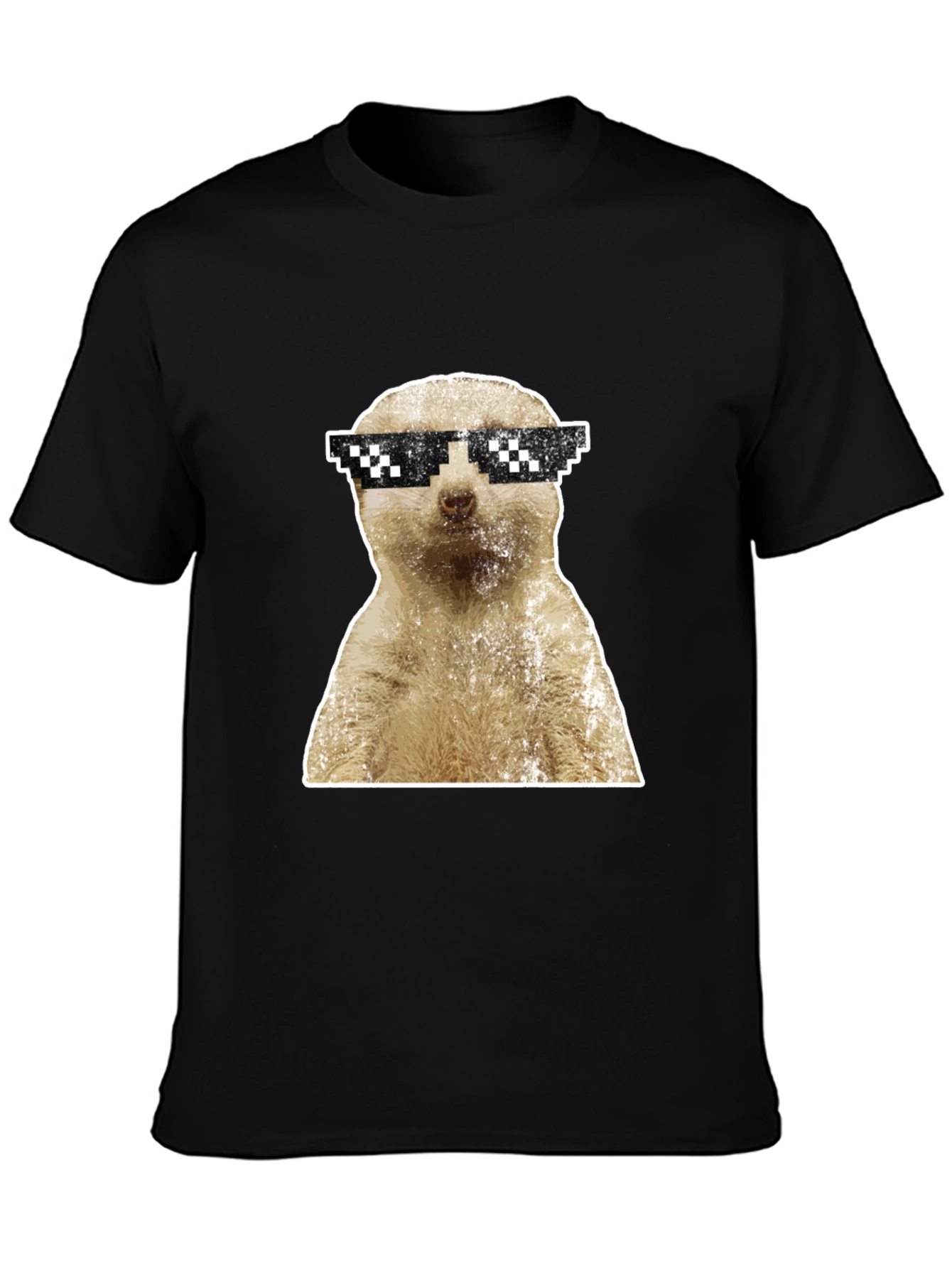 Meerkat Pixel Shades Graphic Tee - Funny Animal Shirt