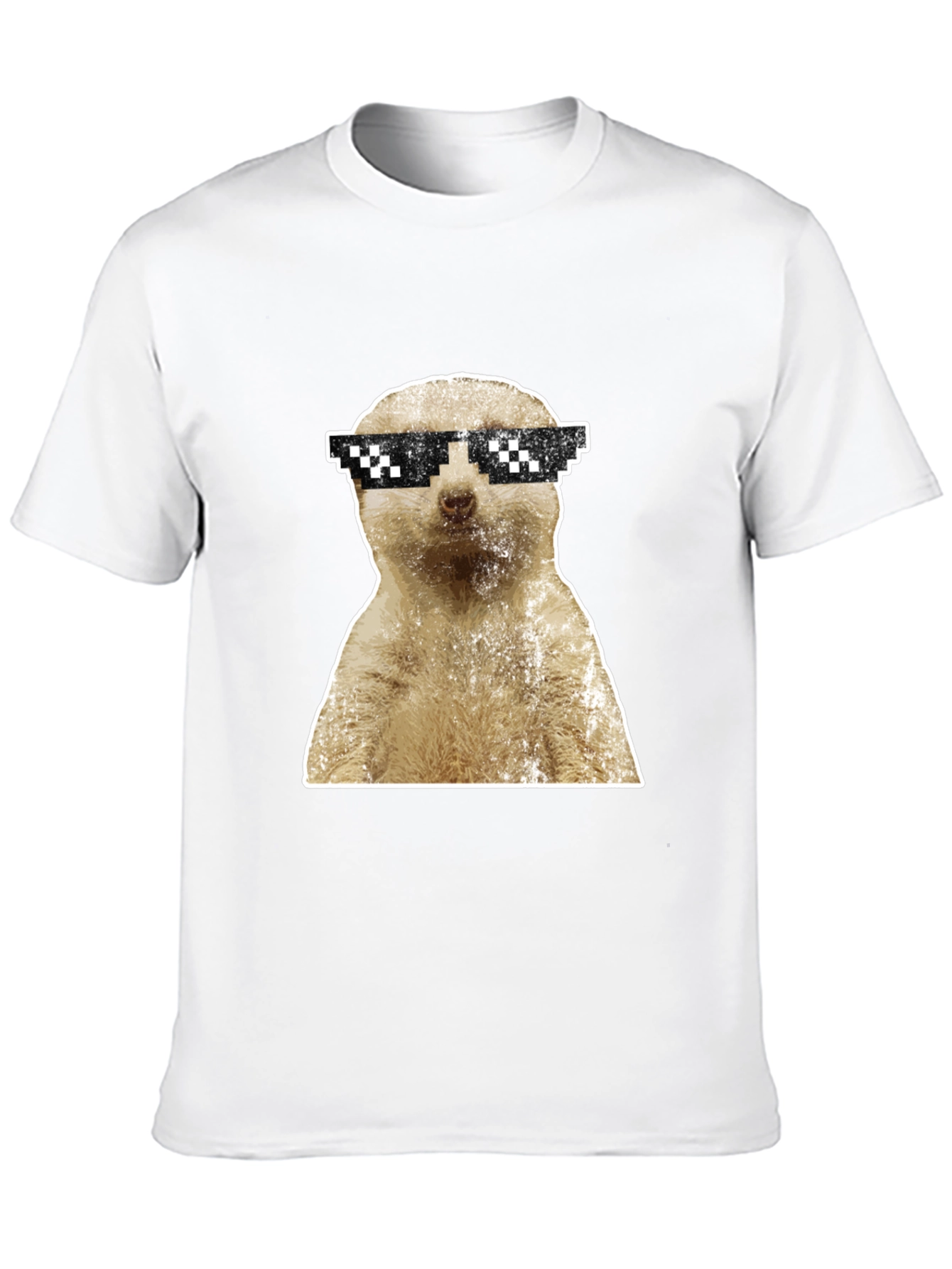 Meerkat Pixel Shades Graphic Tee - Funny Animal Shirt