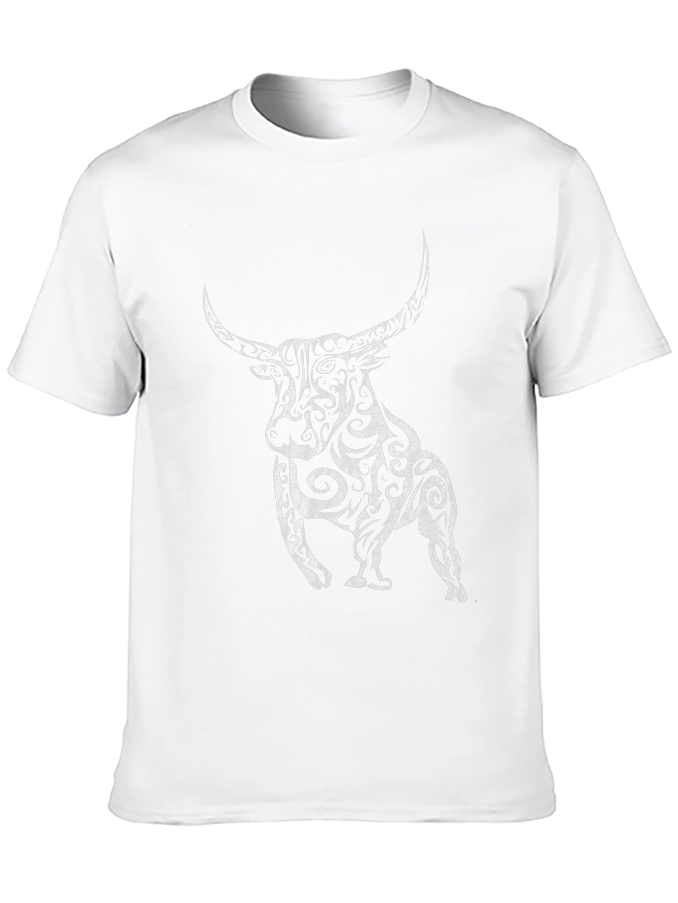 Black T-Shirt with Ornate Bull Graphic