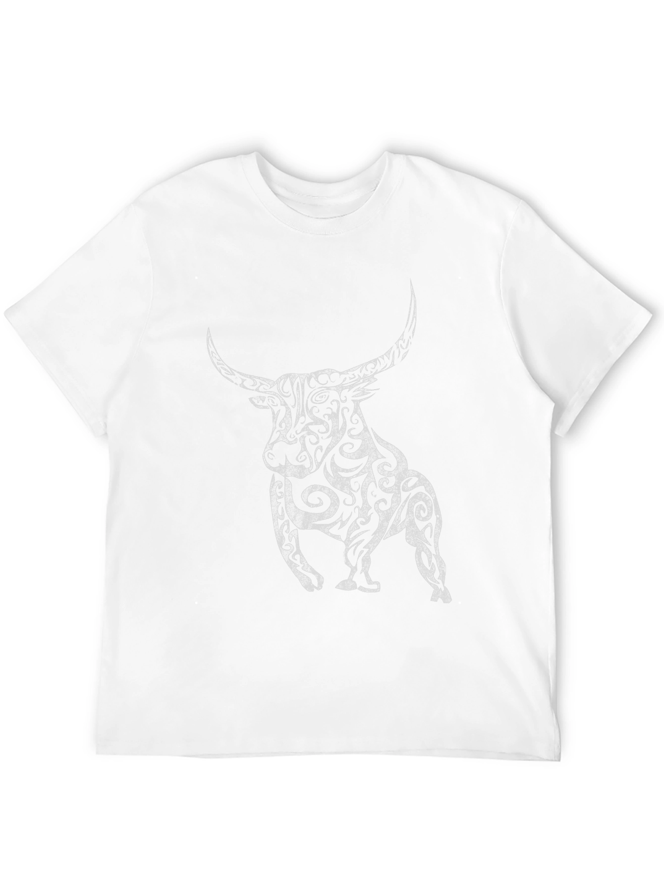 Black T-Shirt with Ornate Bull Graphic