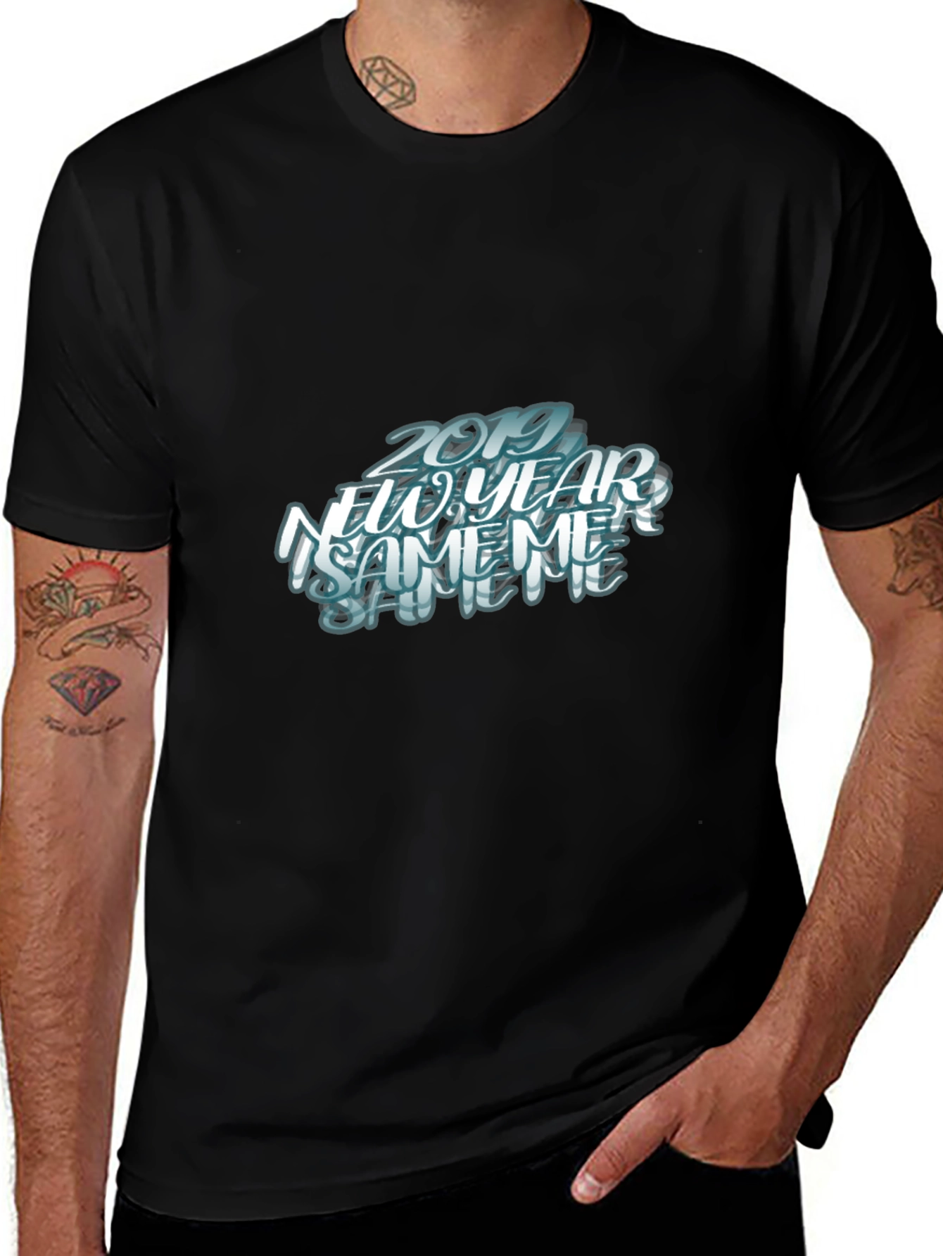 New Year Same Me Black Graphic Tee