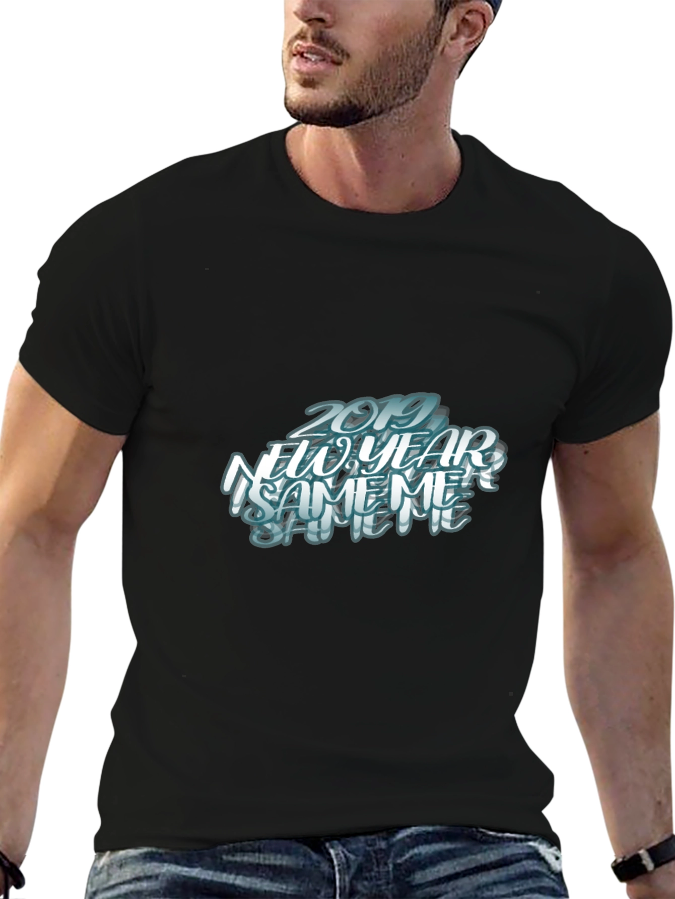 New Year Same Me Black Graphic Tee