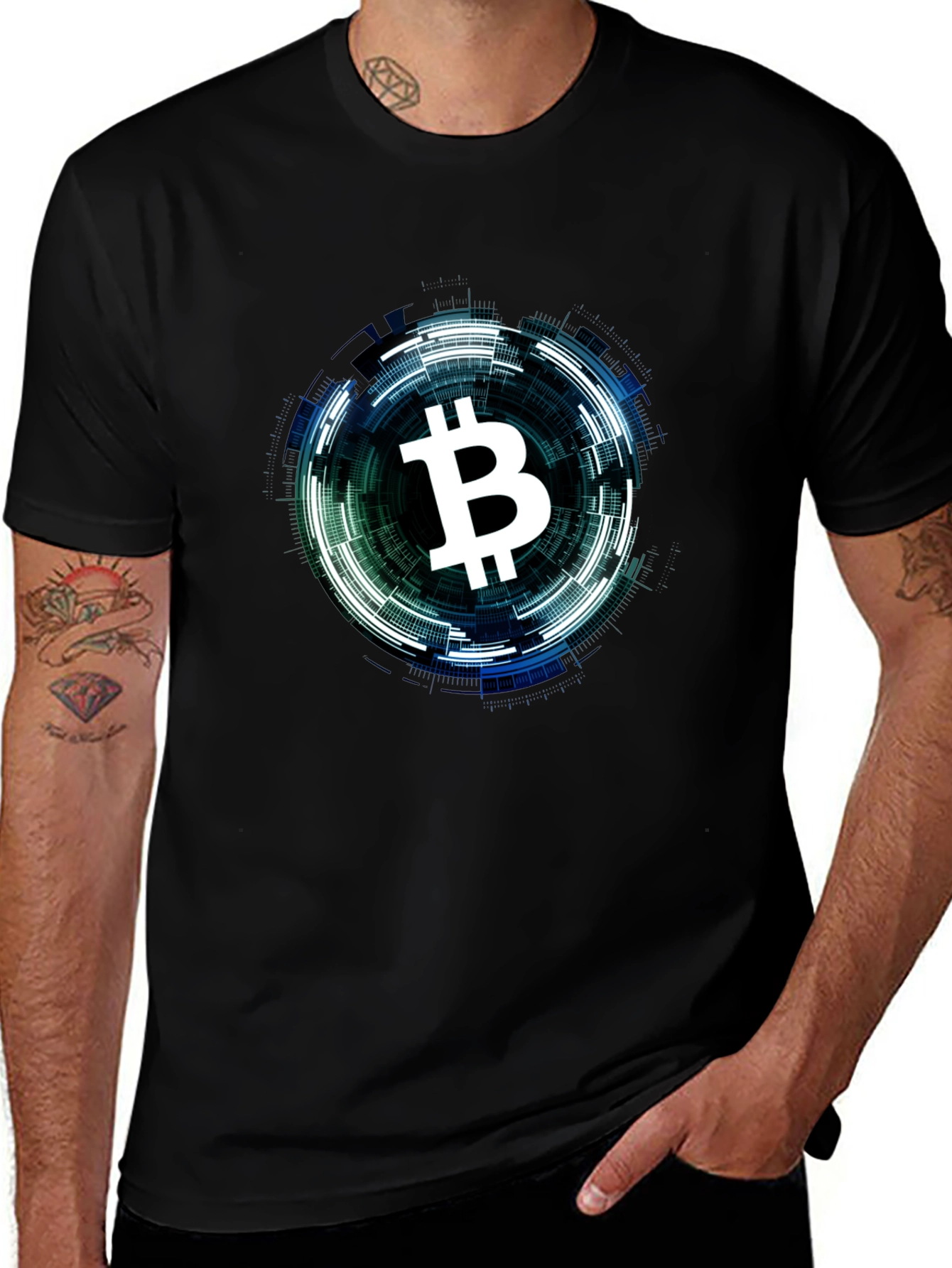 Bitcoin Tech Circle Black T-Shirt