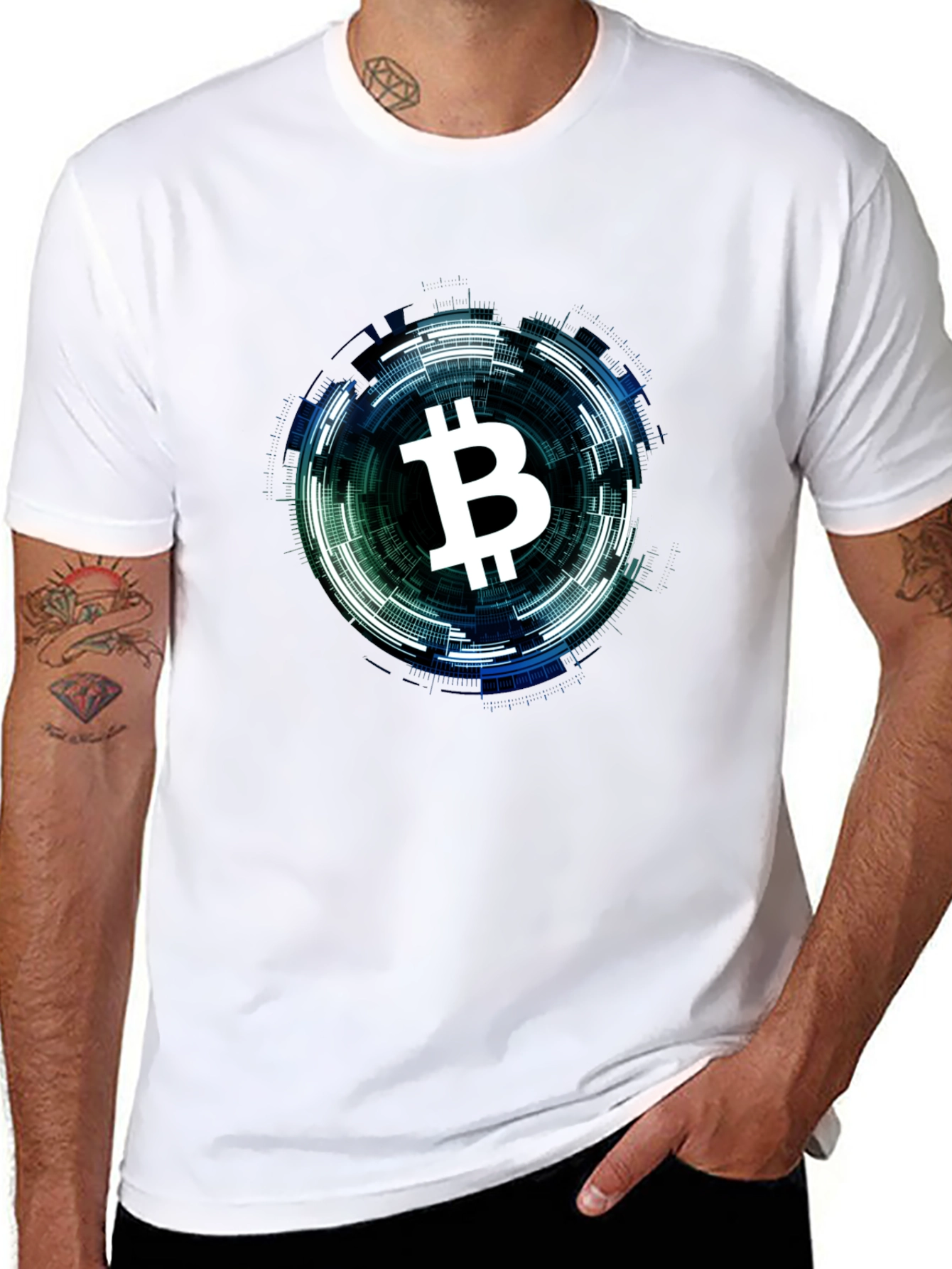 Bitcoin Tech Circle Black T-Shirt