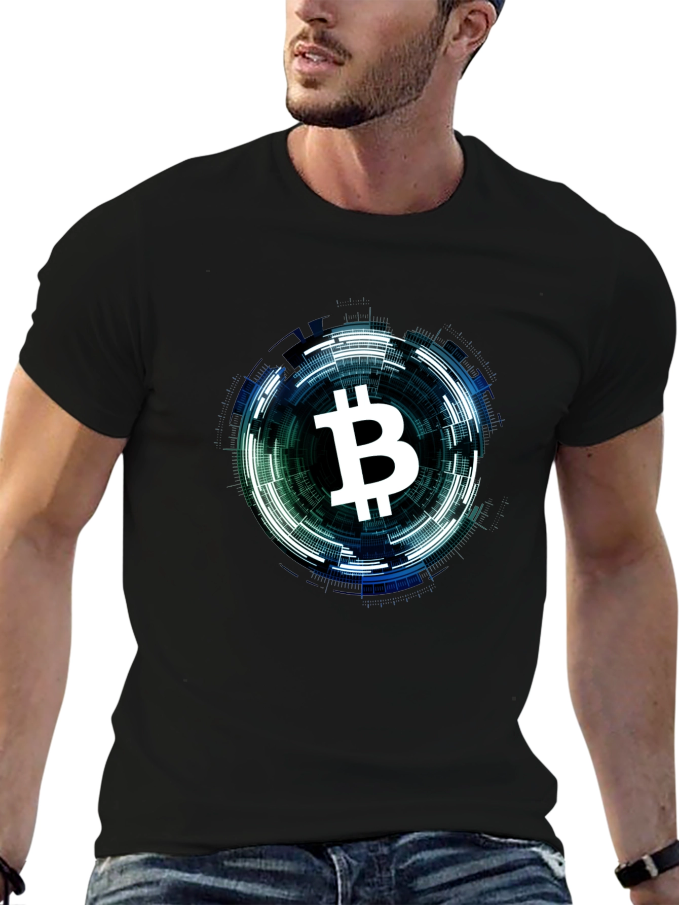Bitcoin Tech Circle Black T-Shirt