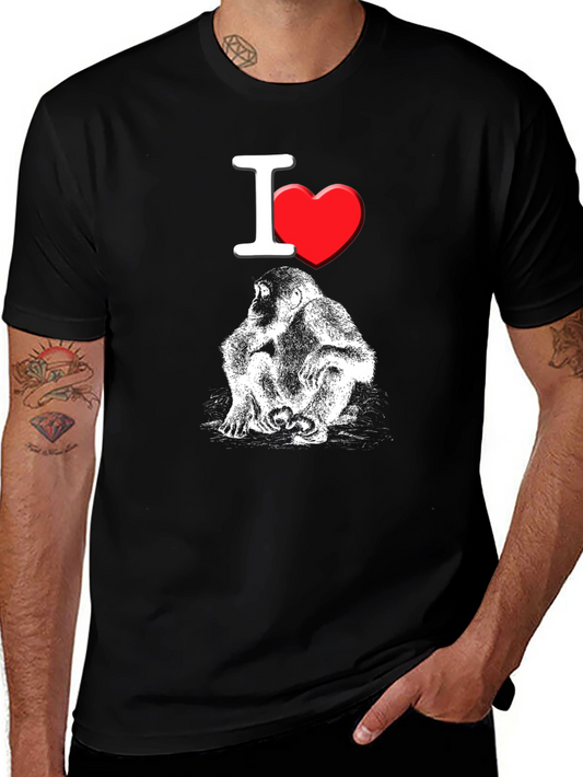 I Heart Monkeys T-Shirt - Black Crew Neck