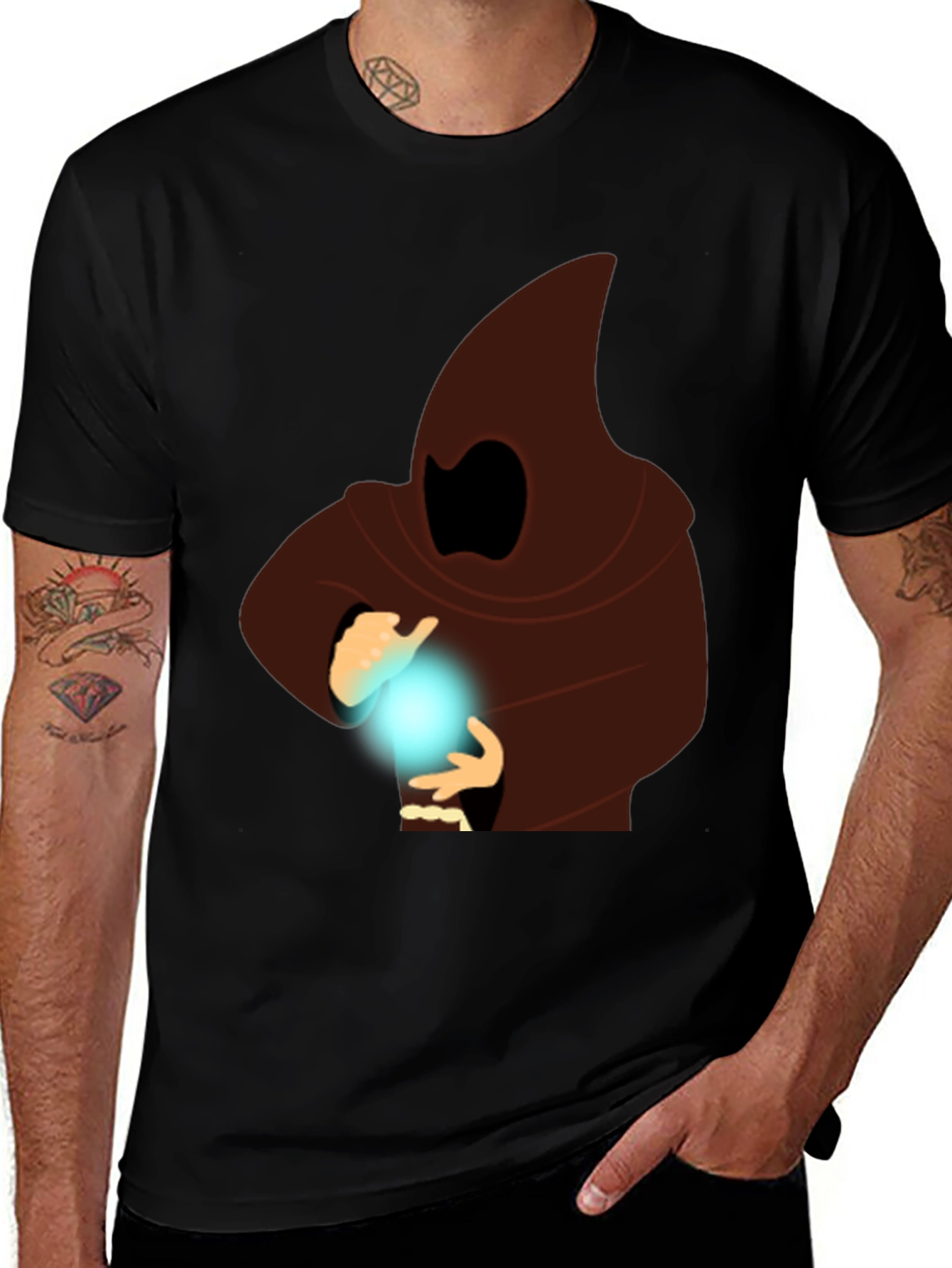 Mystic Mage Graphic Tee - Black Cotton Comfort