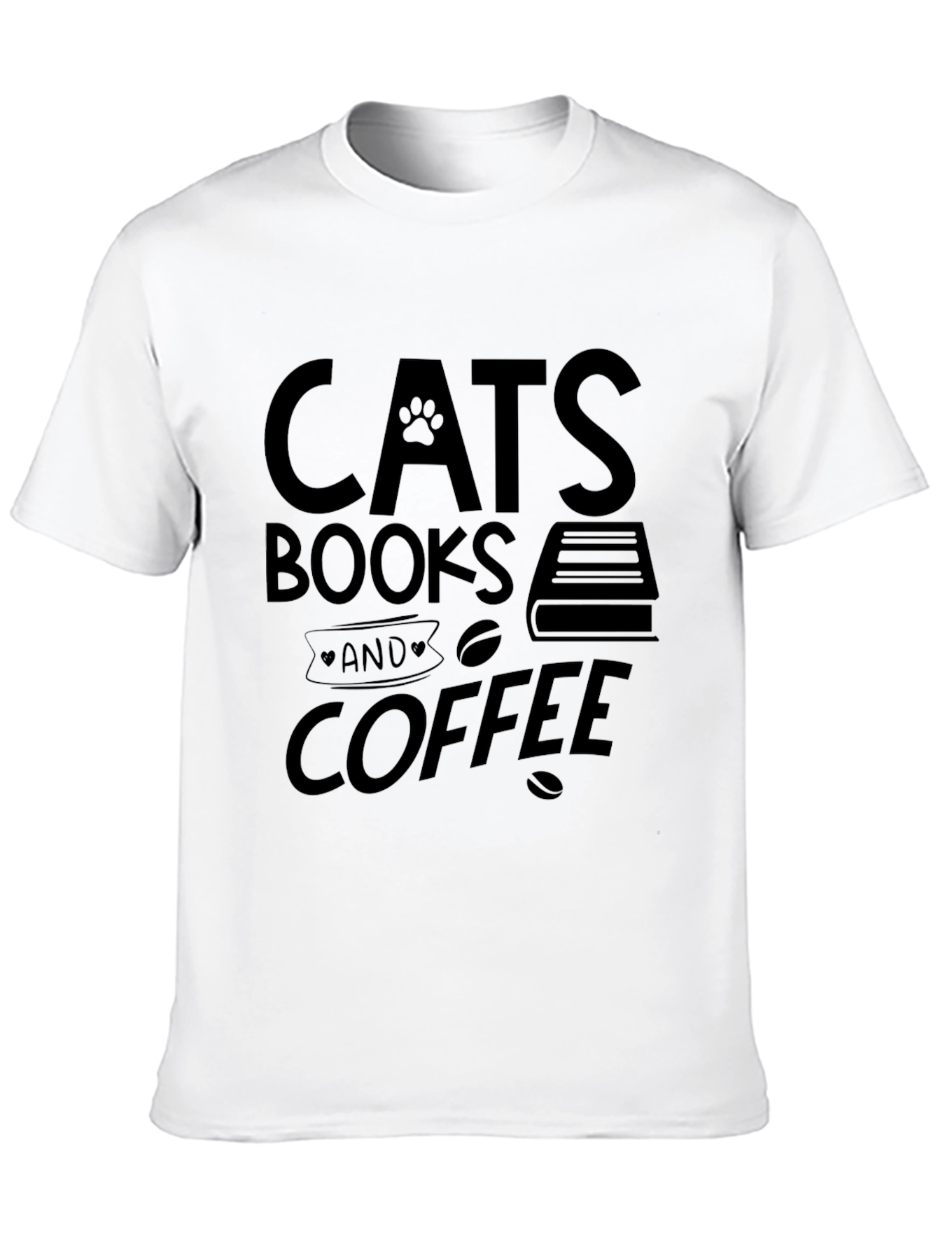 Cats Books and Coffee Graphic Tee - Black