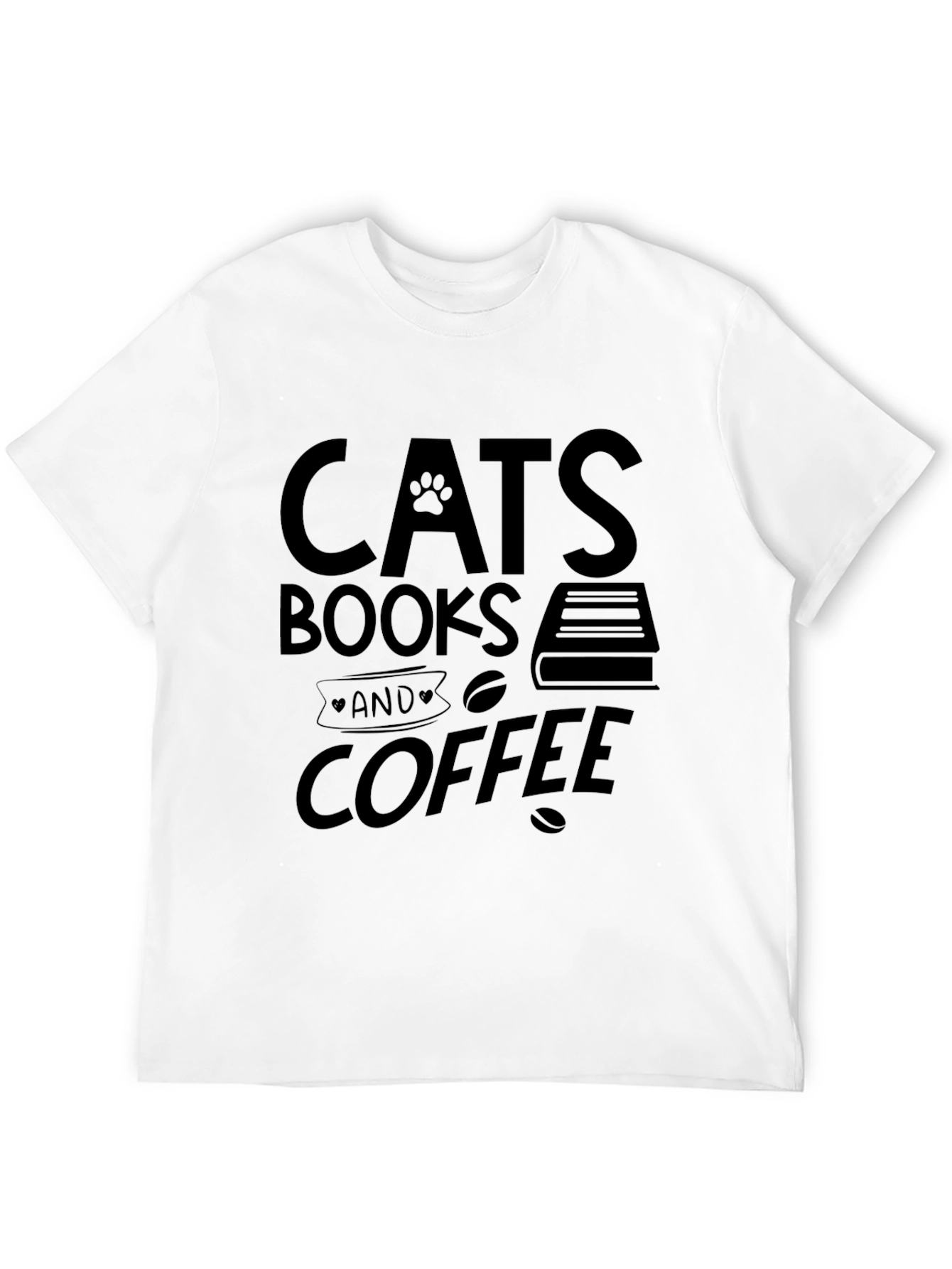 Cats Books and Coffee Graphic Tee - Black
